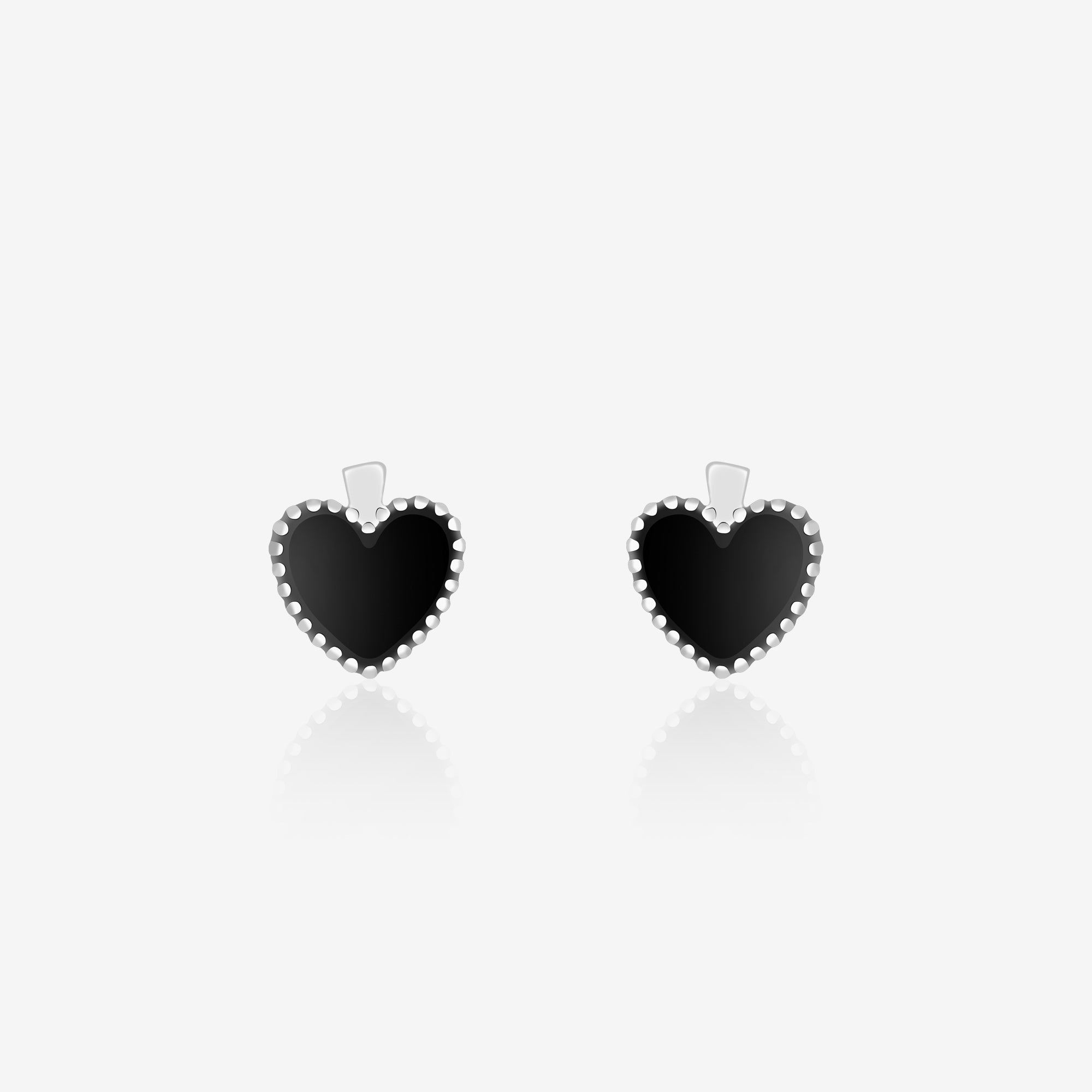 Beaded Edge Heart Stud Earrings