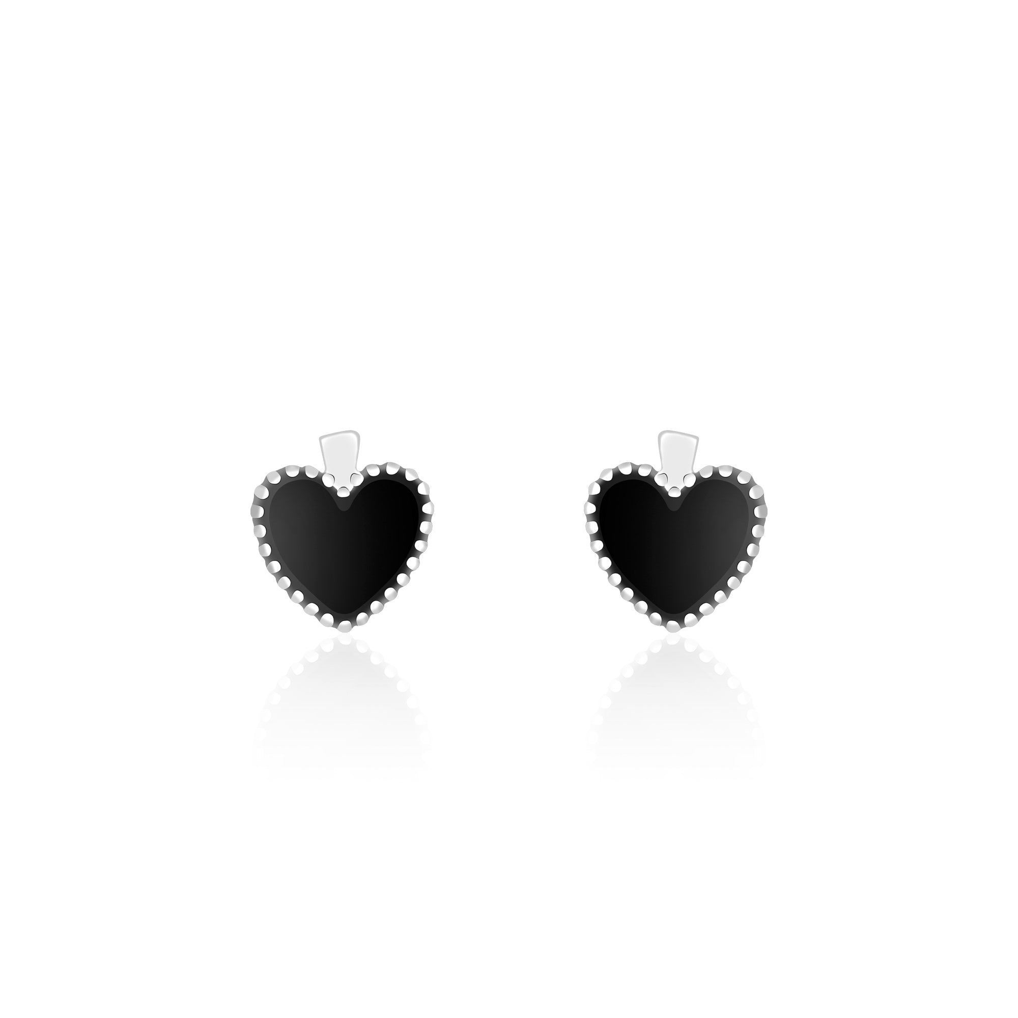 Beaded Edge Heart Stud Earrings