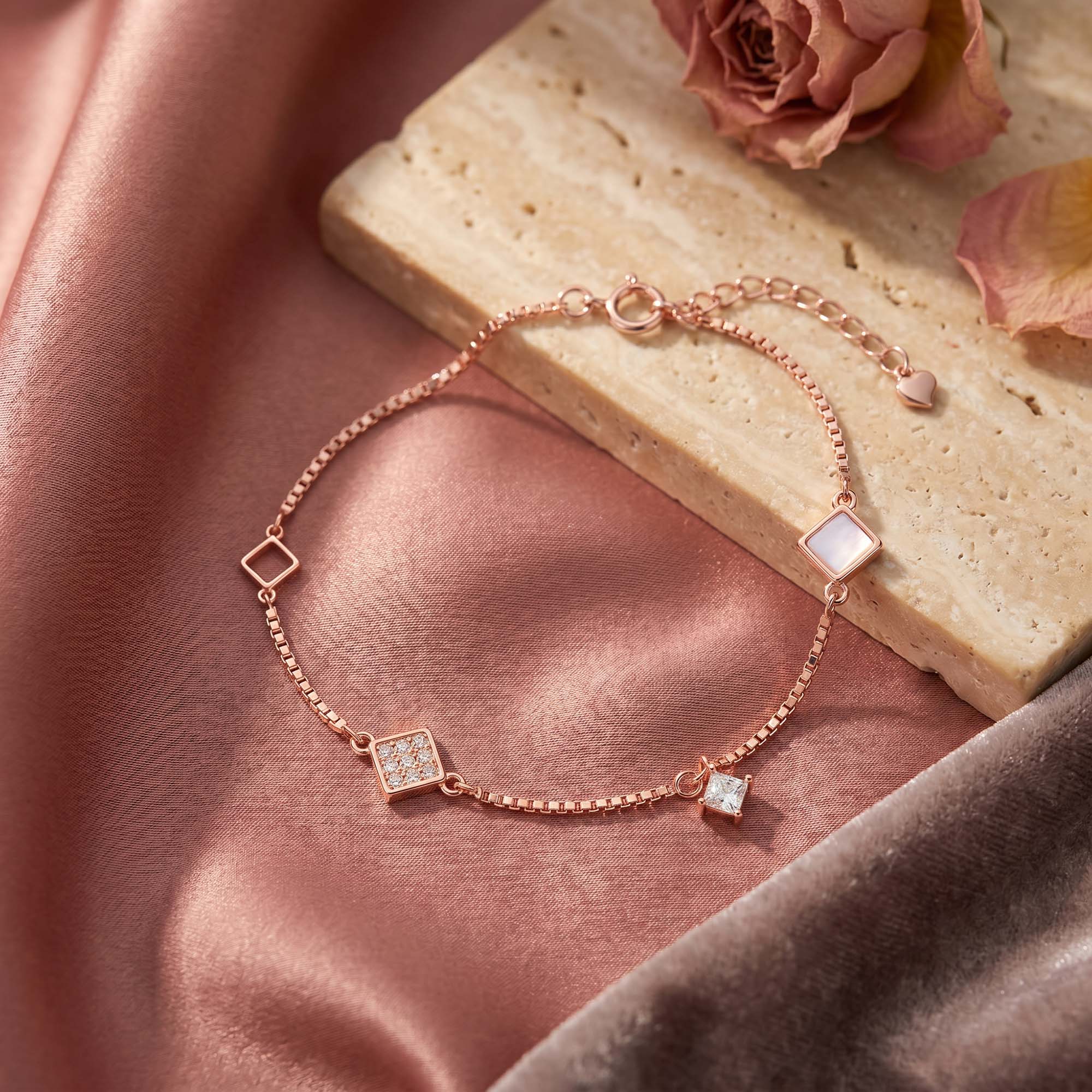 Rose Prism Silver Bracelet