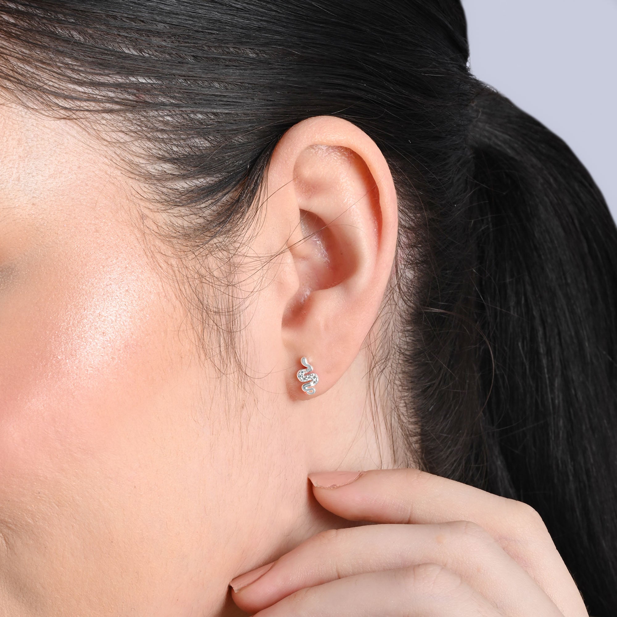 Silver Snake Earrings