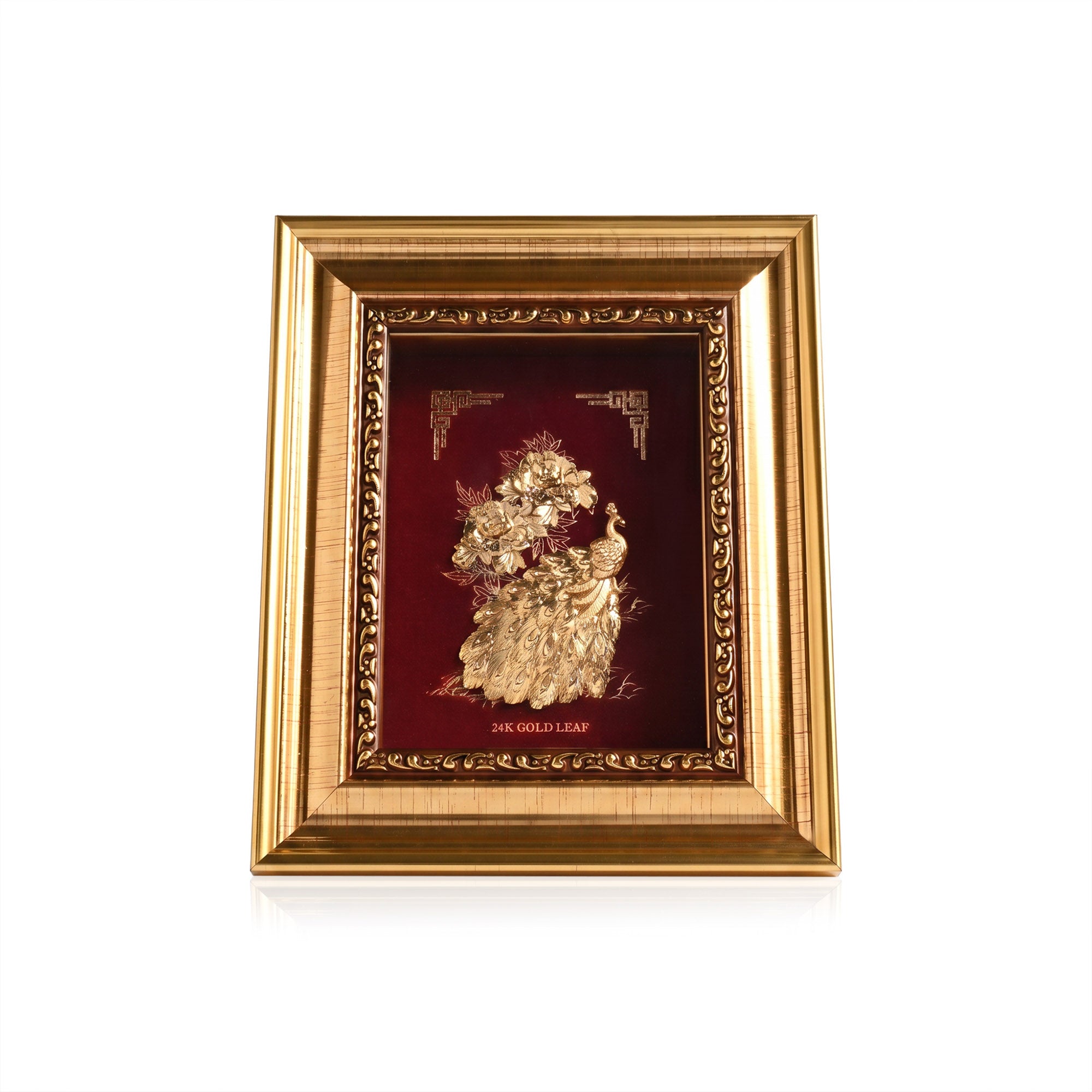 24K Gold Foiled Peacock Table Frame