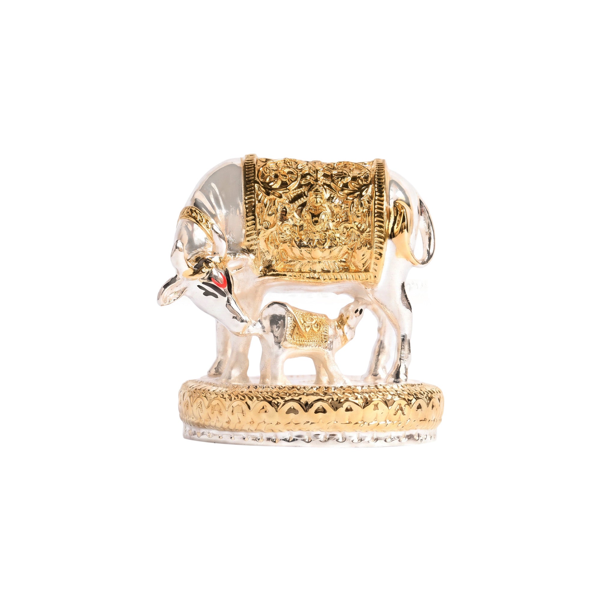 999 Silver Plated Kamdhenu Cow Figurine