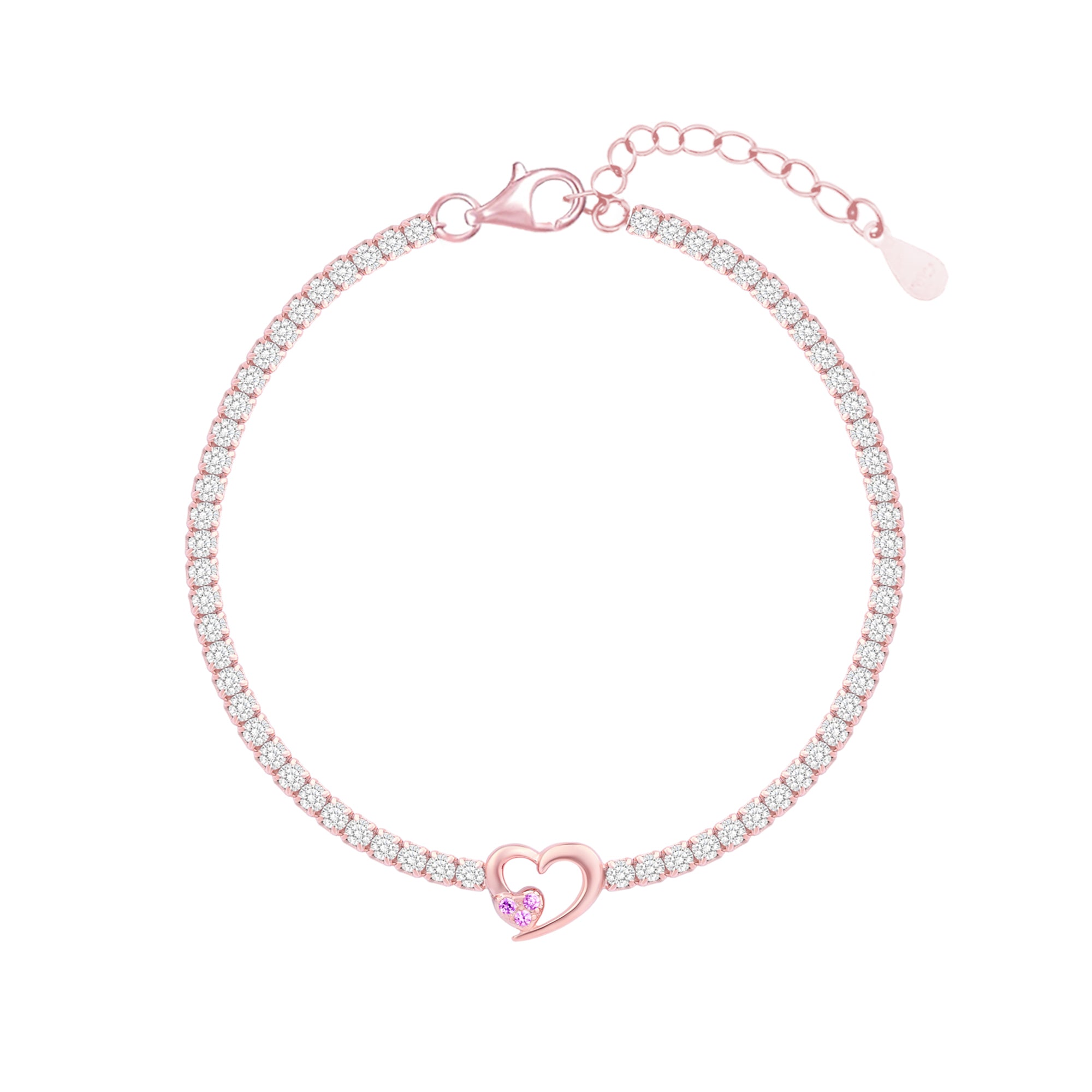 Twin Hearts Tennis Silver Bracelet
