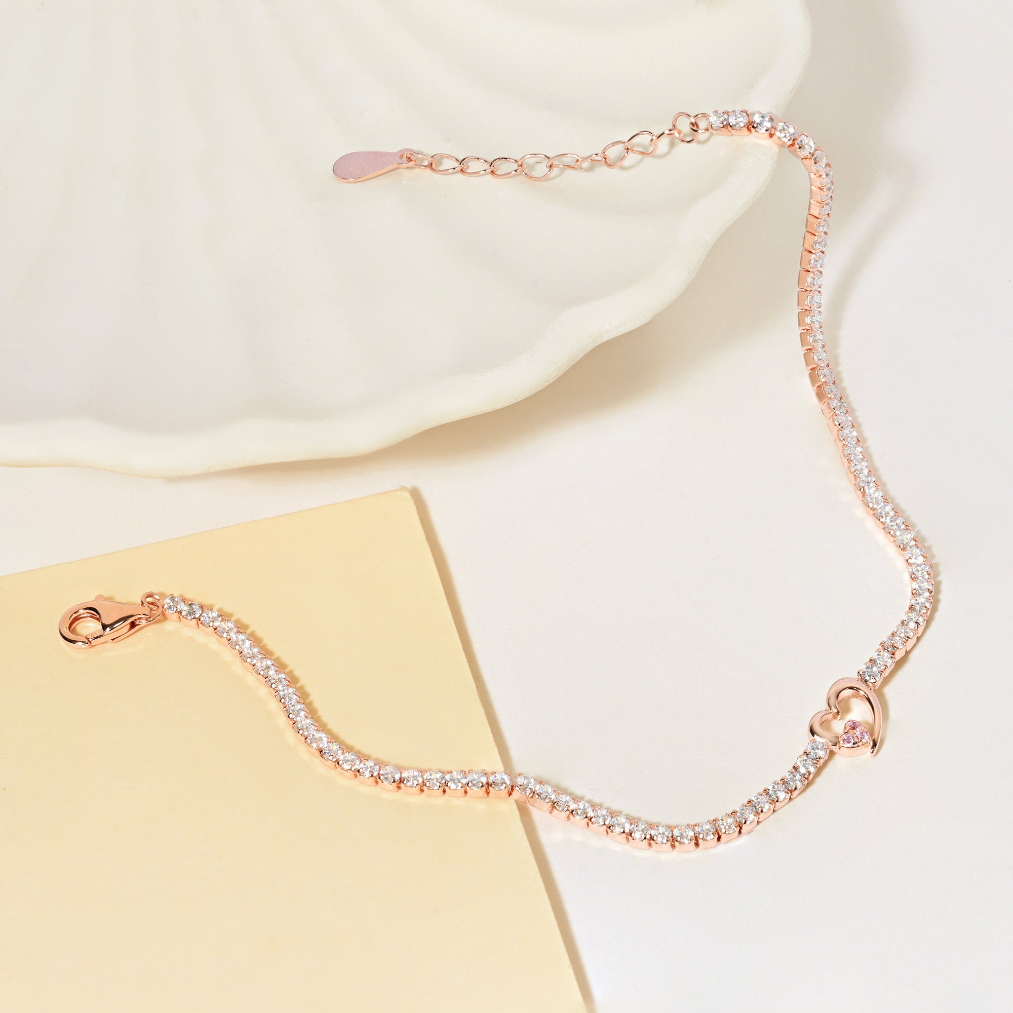 Twin Hearts Tennis Silver Bracelet