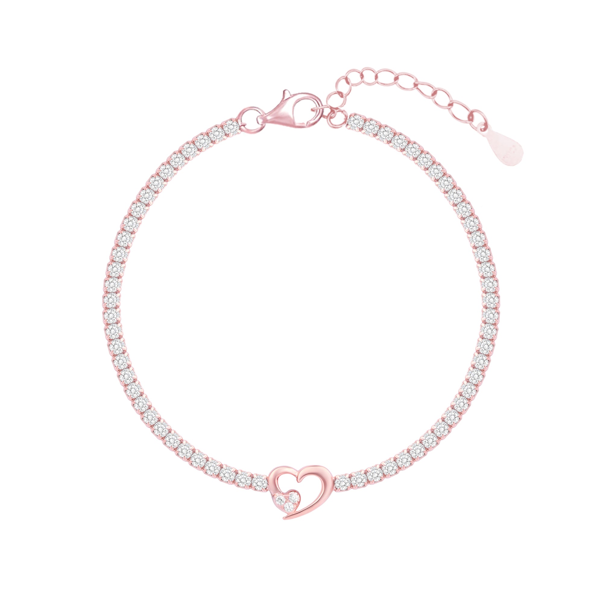 Twin Hearts Tennis Silver Bracelet
