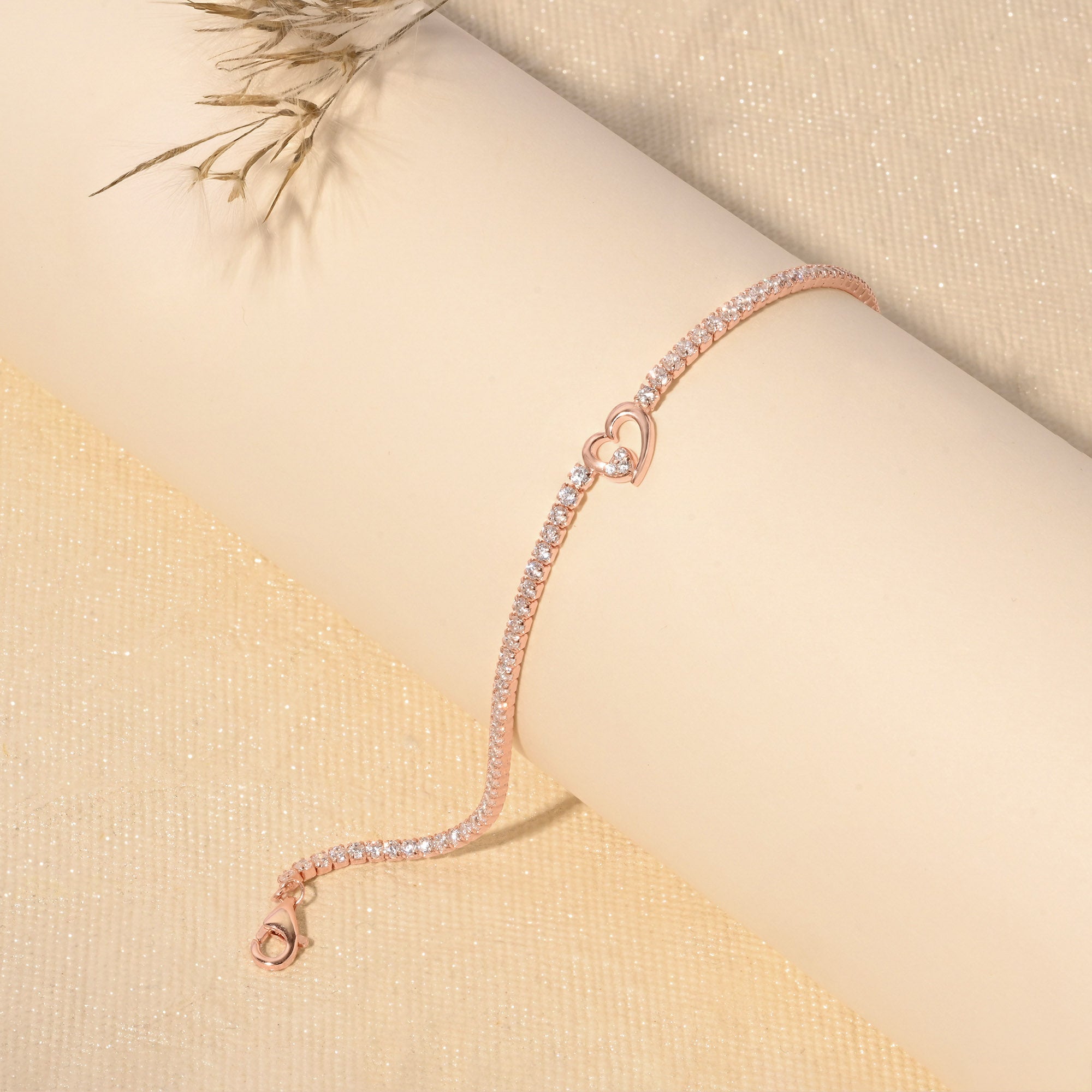 Twin Hearts Tennis Silver Bracelet