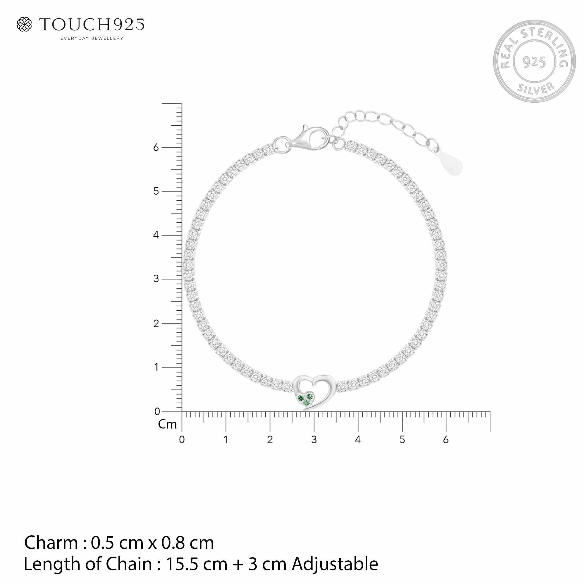 Twin Hearts Tennis Silver Bracelet