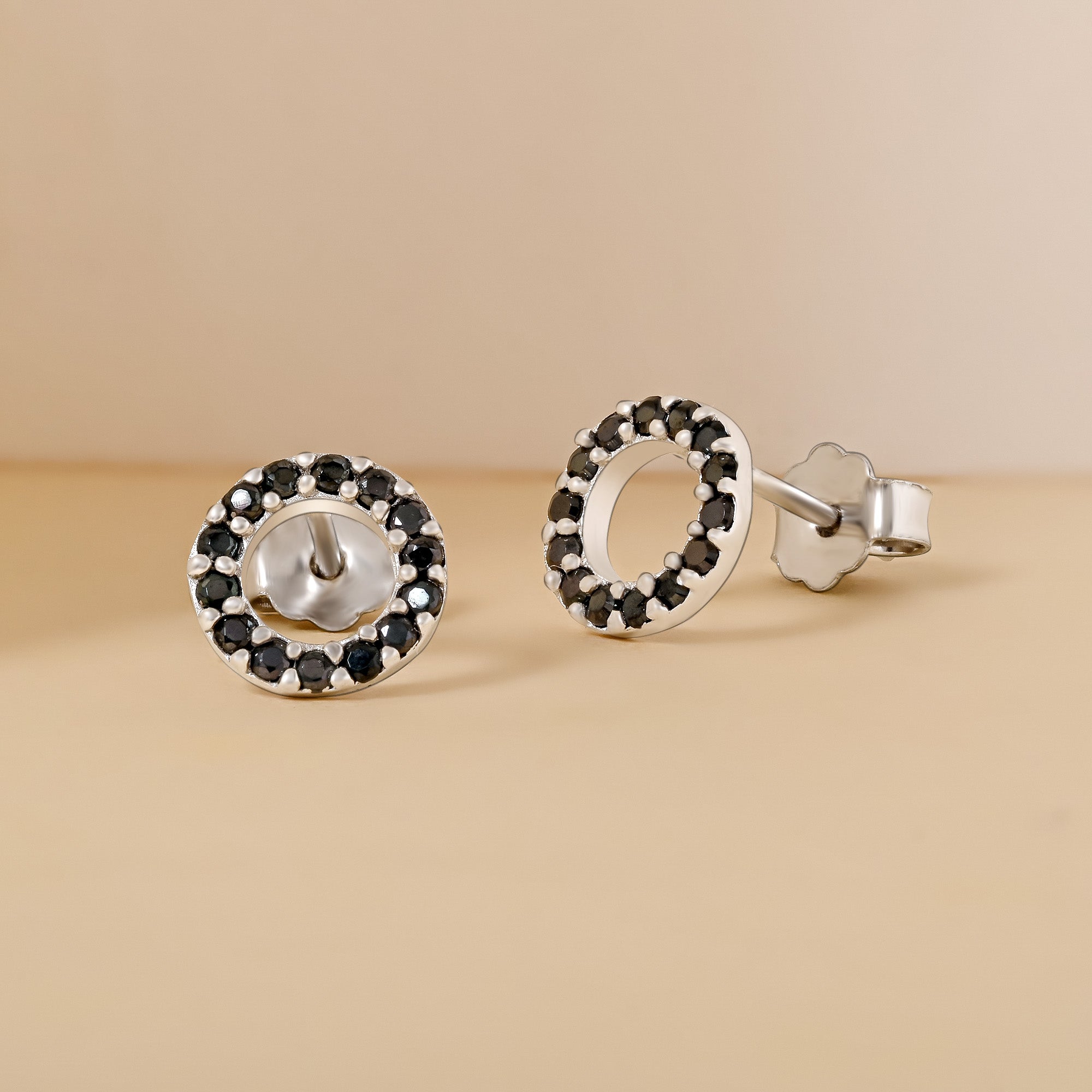 Circular Black Cz Earrings