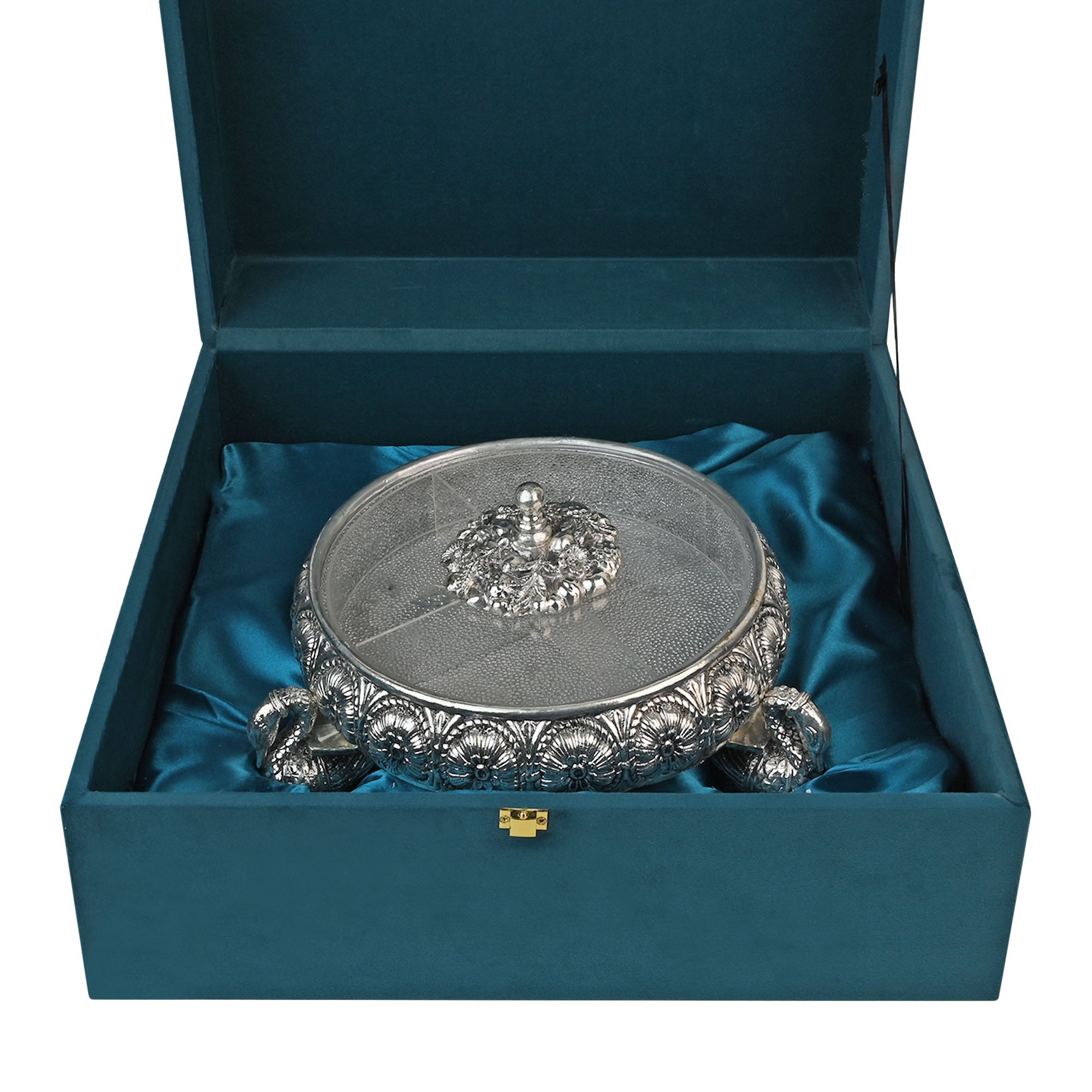 999 Silver Plated Swan Dry Fruit Box