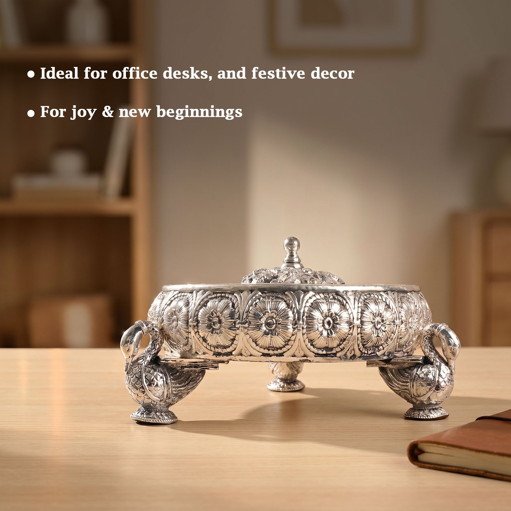 999 Silver Plated Swan Dry Fruit Box