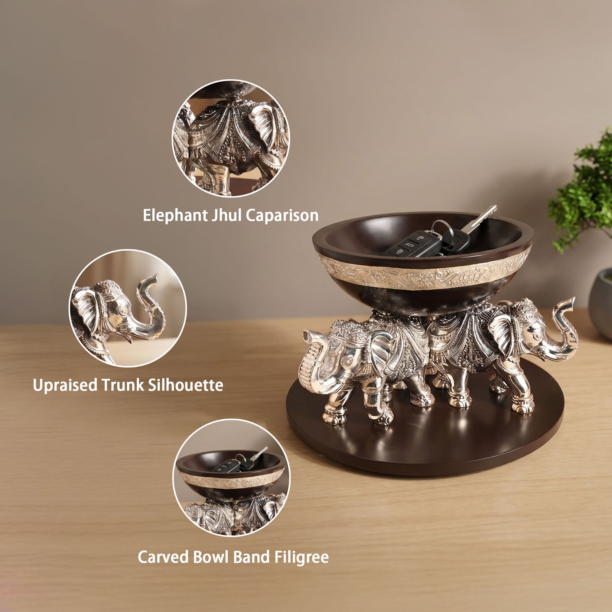 999 Silver Elephant Bowl Centerpiece