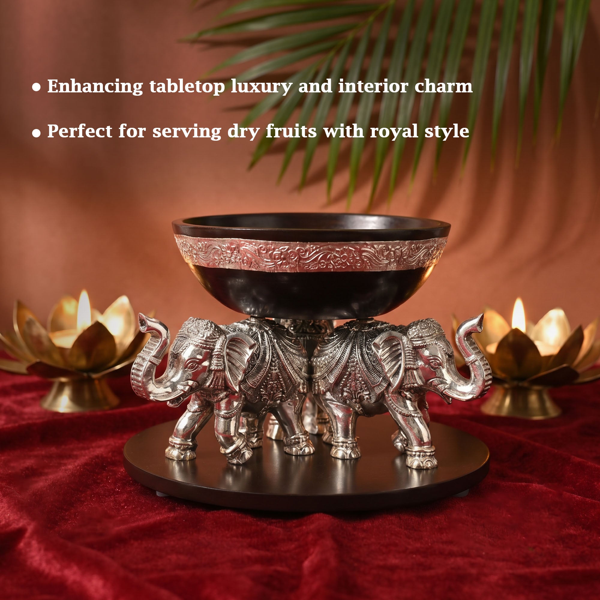 999 Silver Elephant Bowl Centerpiece