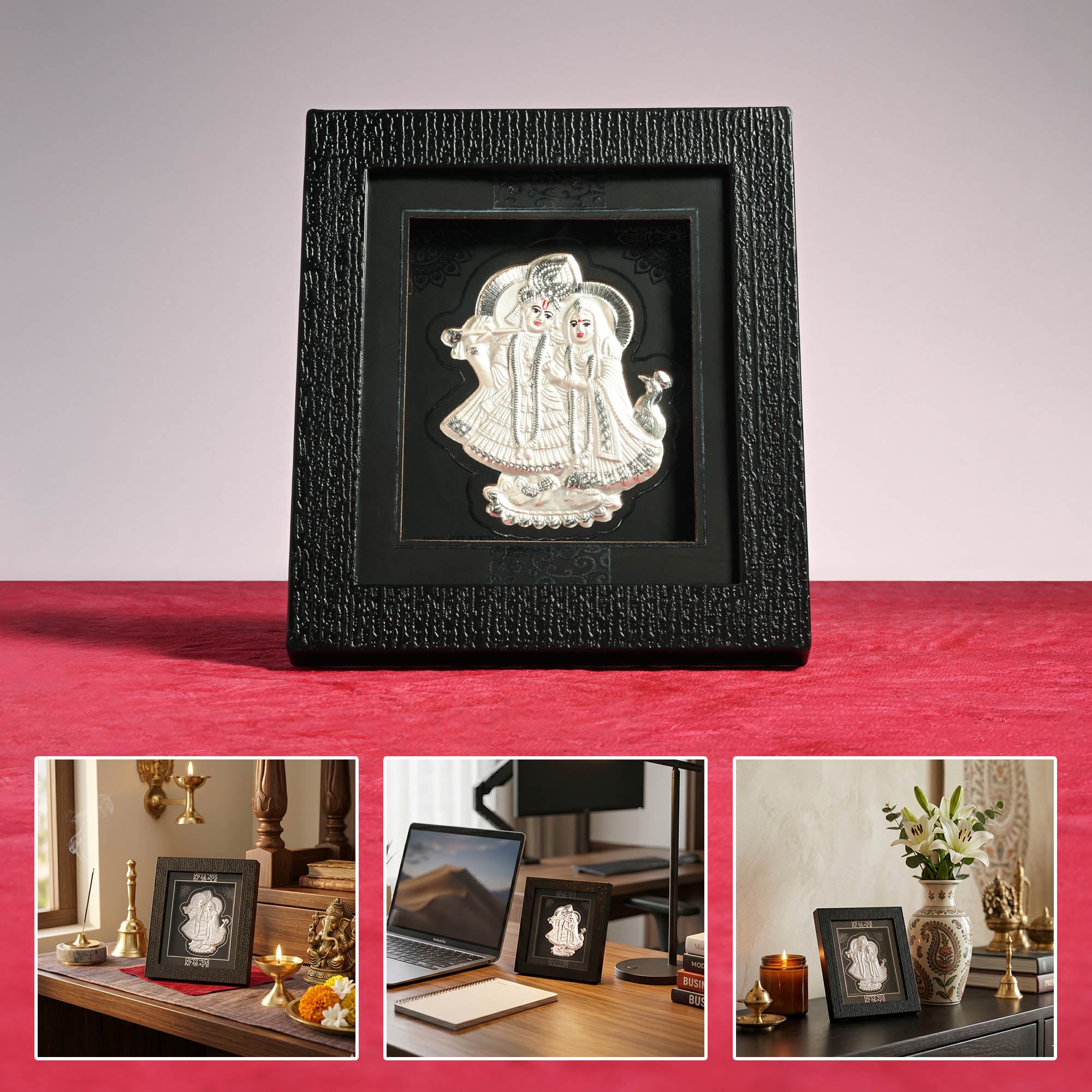 999 Silver Radha Krishna Eternal Love Idol Frame