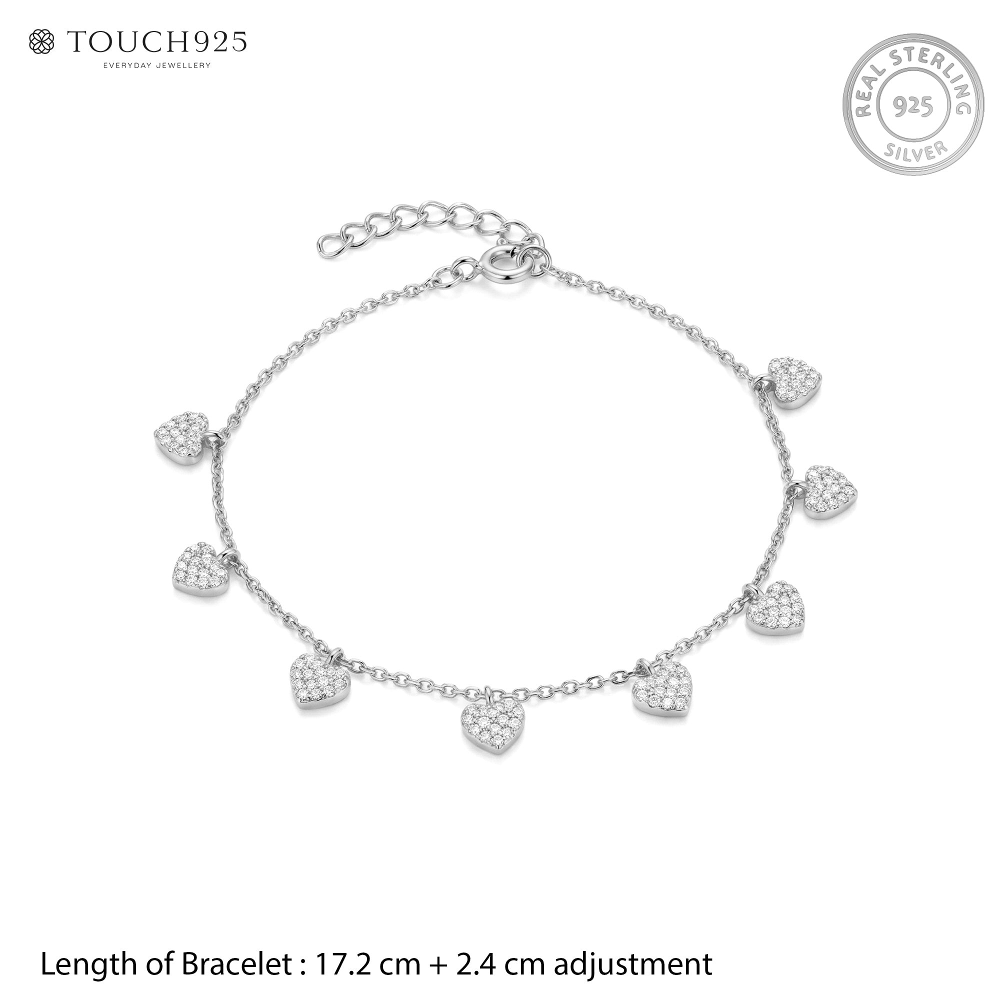 Pavé Heart Charm Bracelet