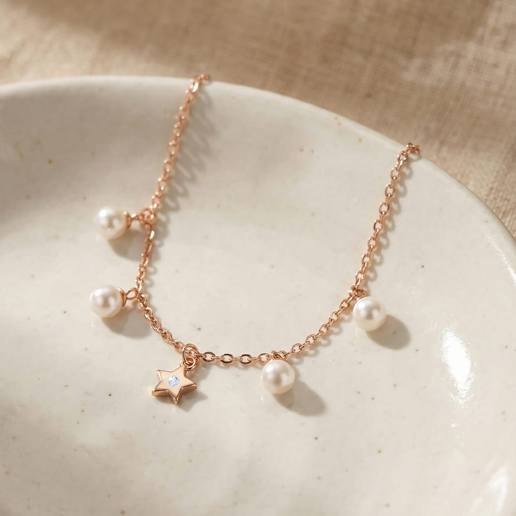 Star Pearl Charm Bracelet