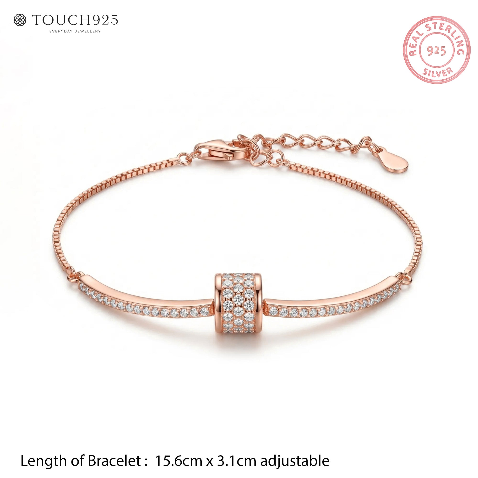 Pavé Curve Silver Bracelet