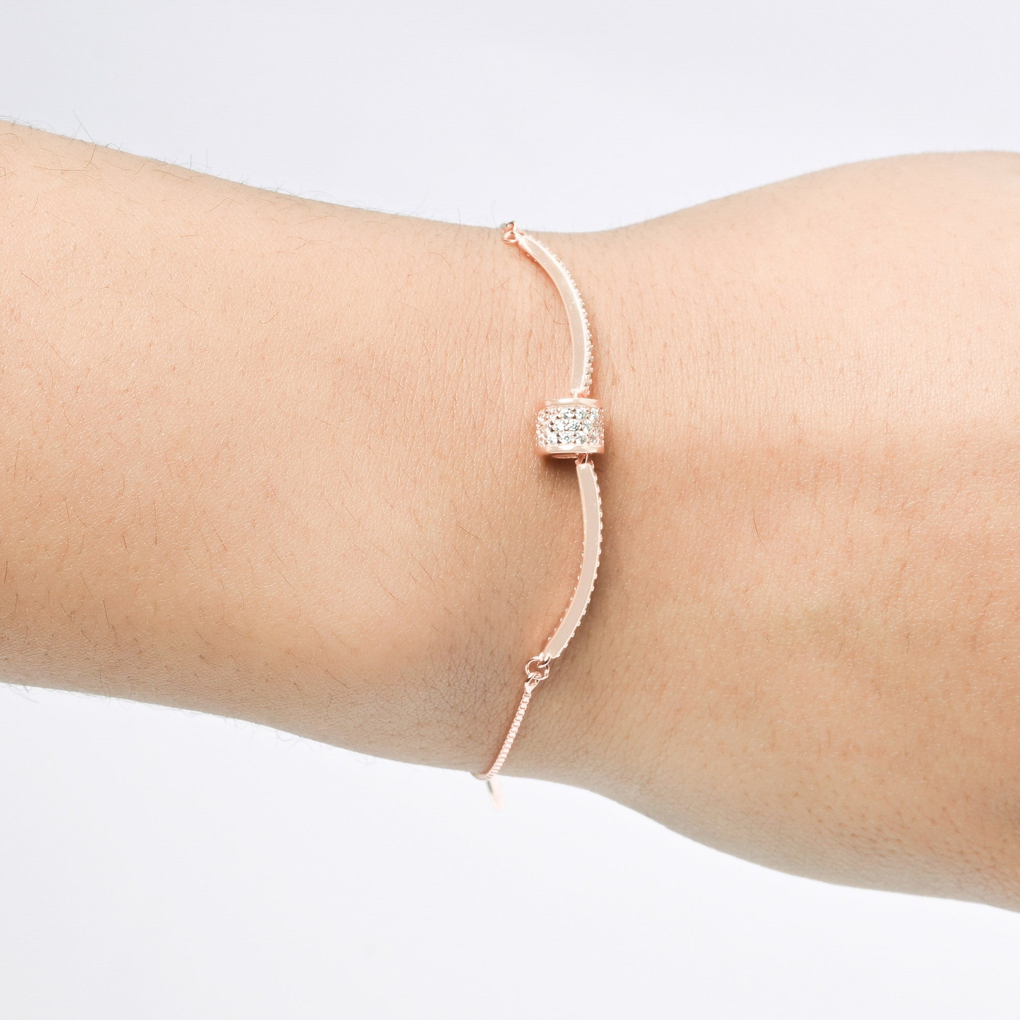 Pavé Curve Silver Bracelet