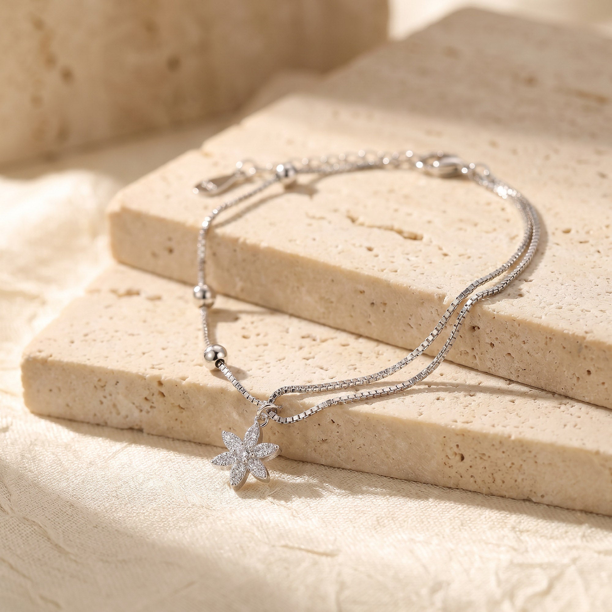 Petal Drop Silver Bracelet