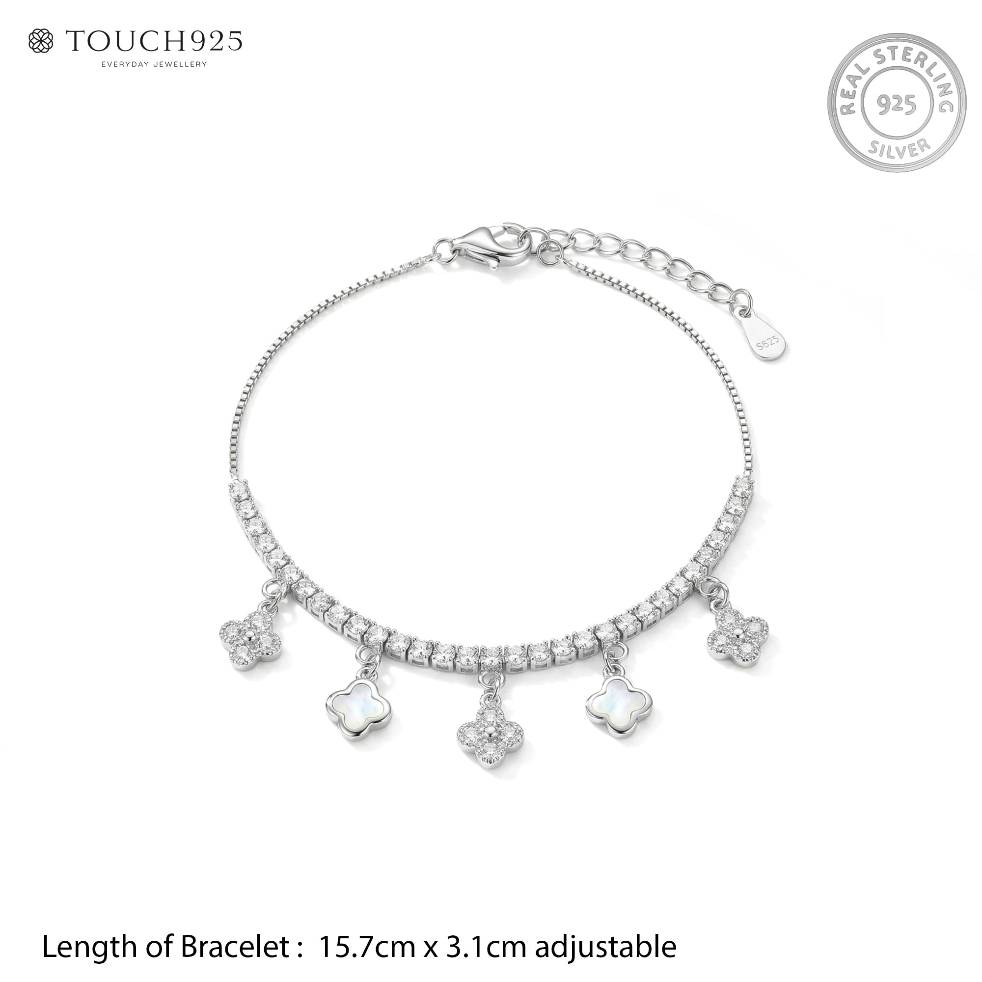 Clover Charm Silver Bracelet