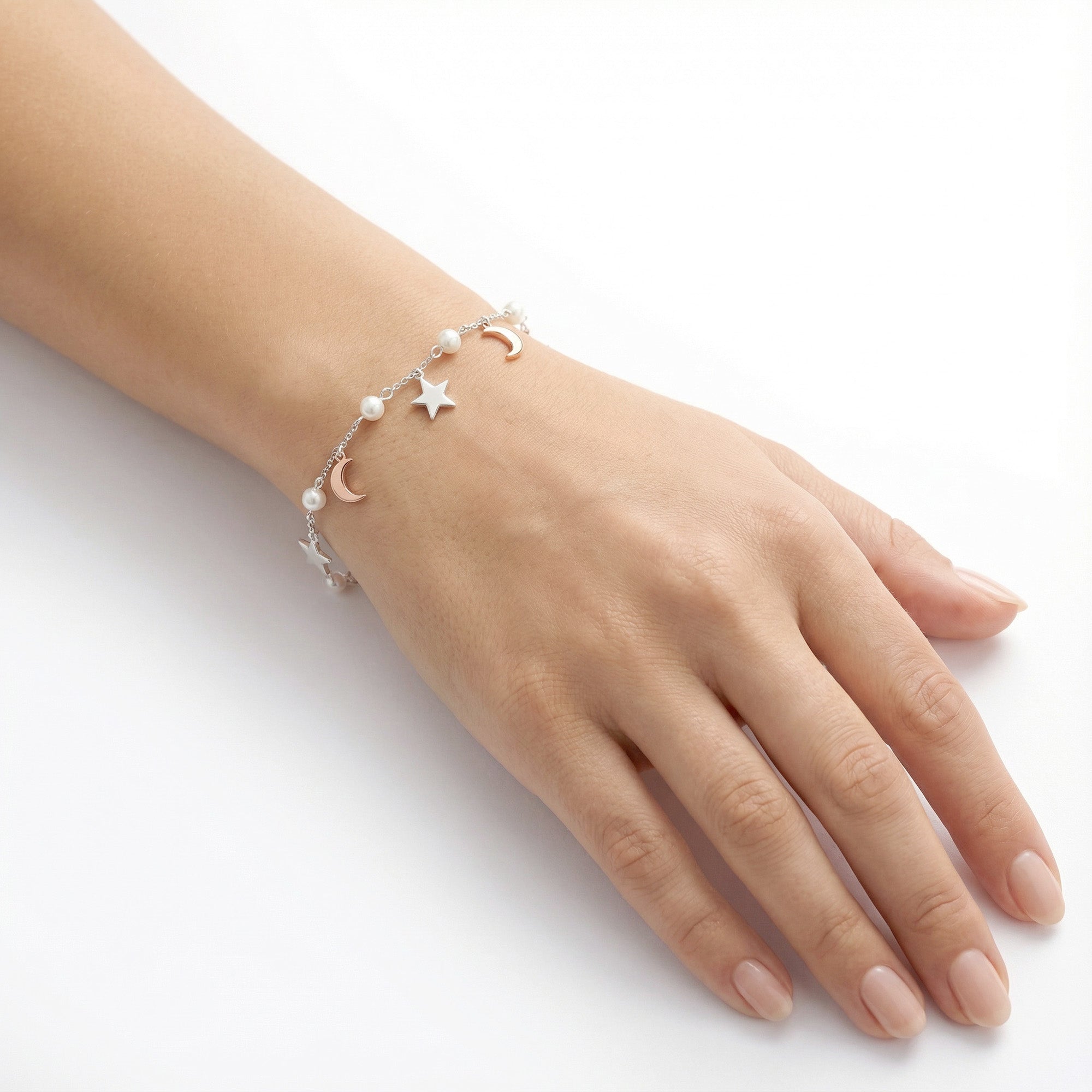 Star Moon Pearl Bracelet - Touch925 Silver Jewellery