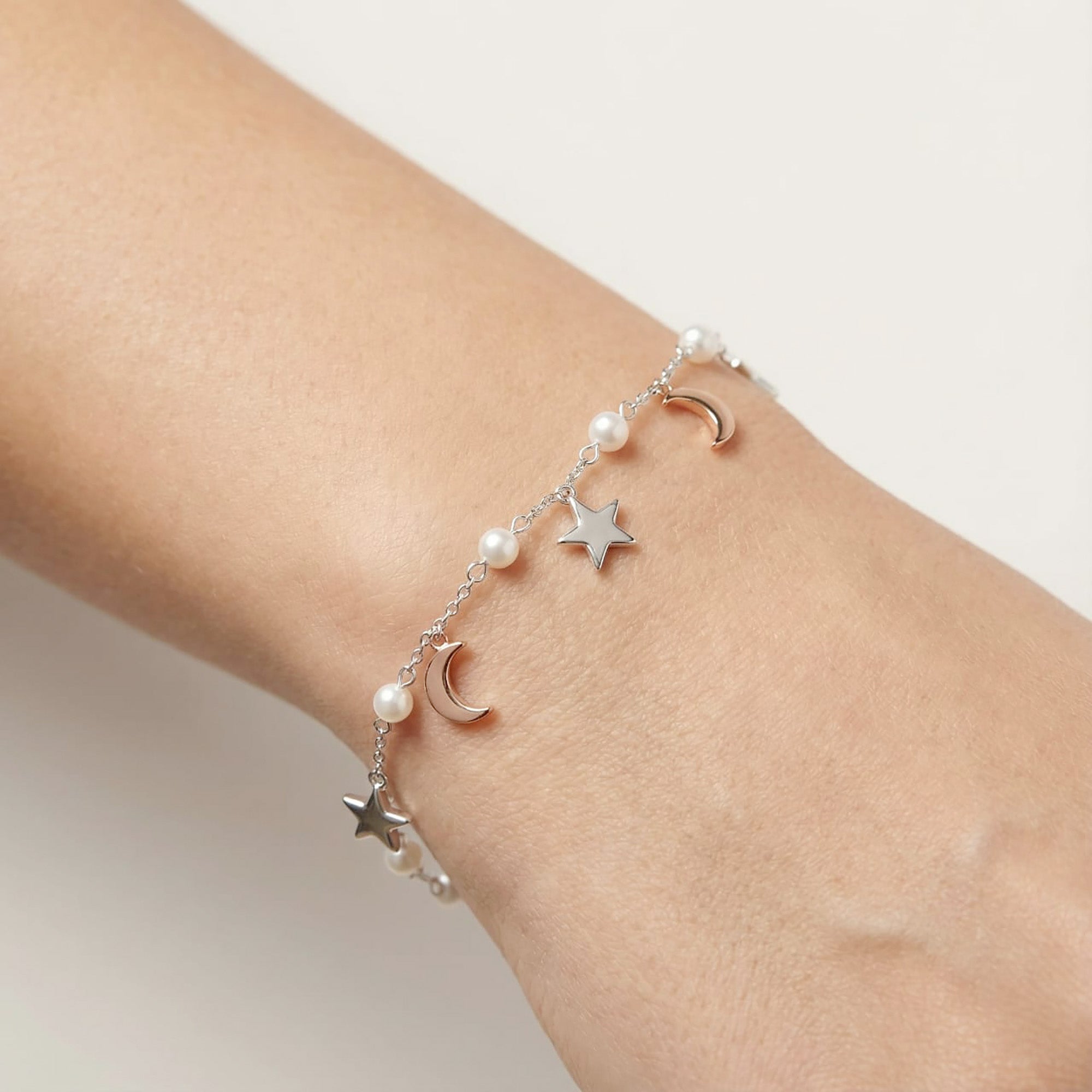 Star Moon Pearl Bracelet