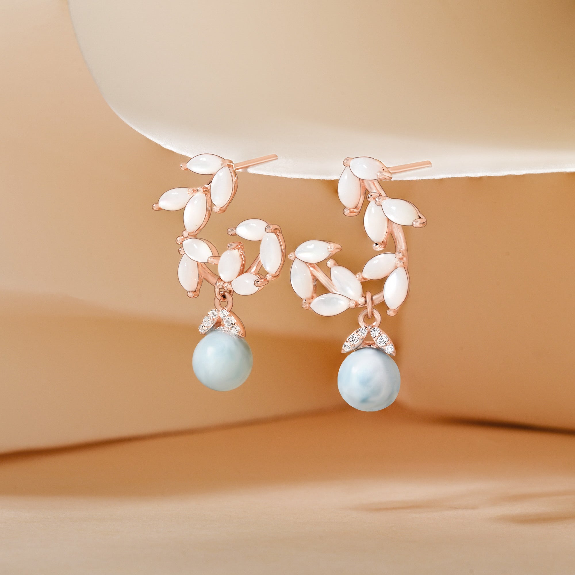 Pearl Beads Leaf Earring