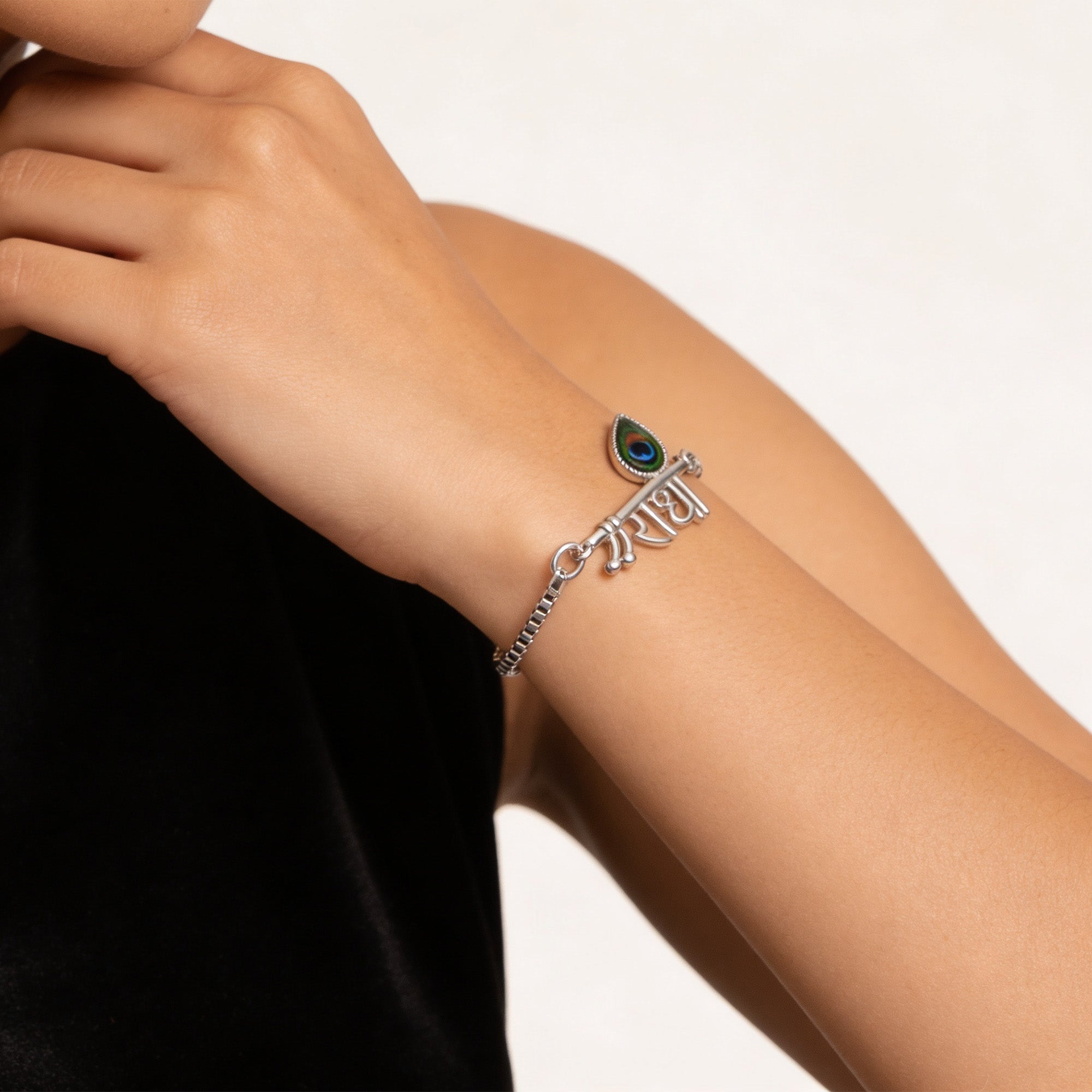 Radha Flute Silver Bracelet