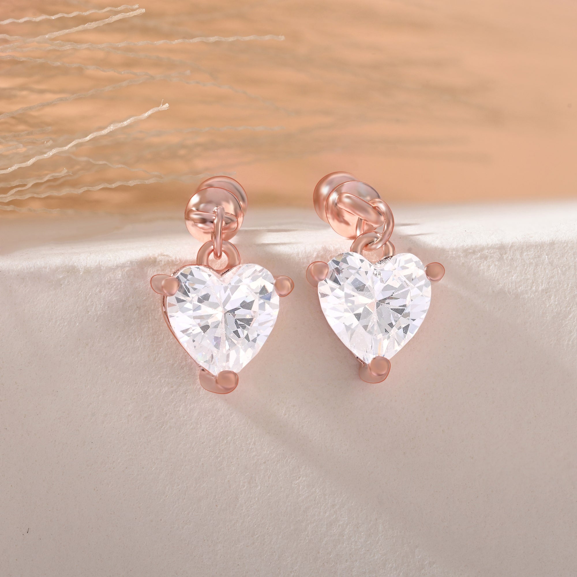 Heart Shaped Drop Earrings
