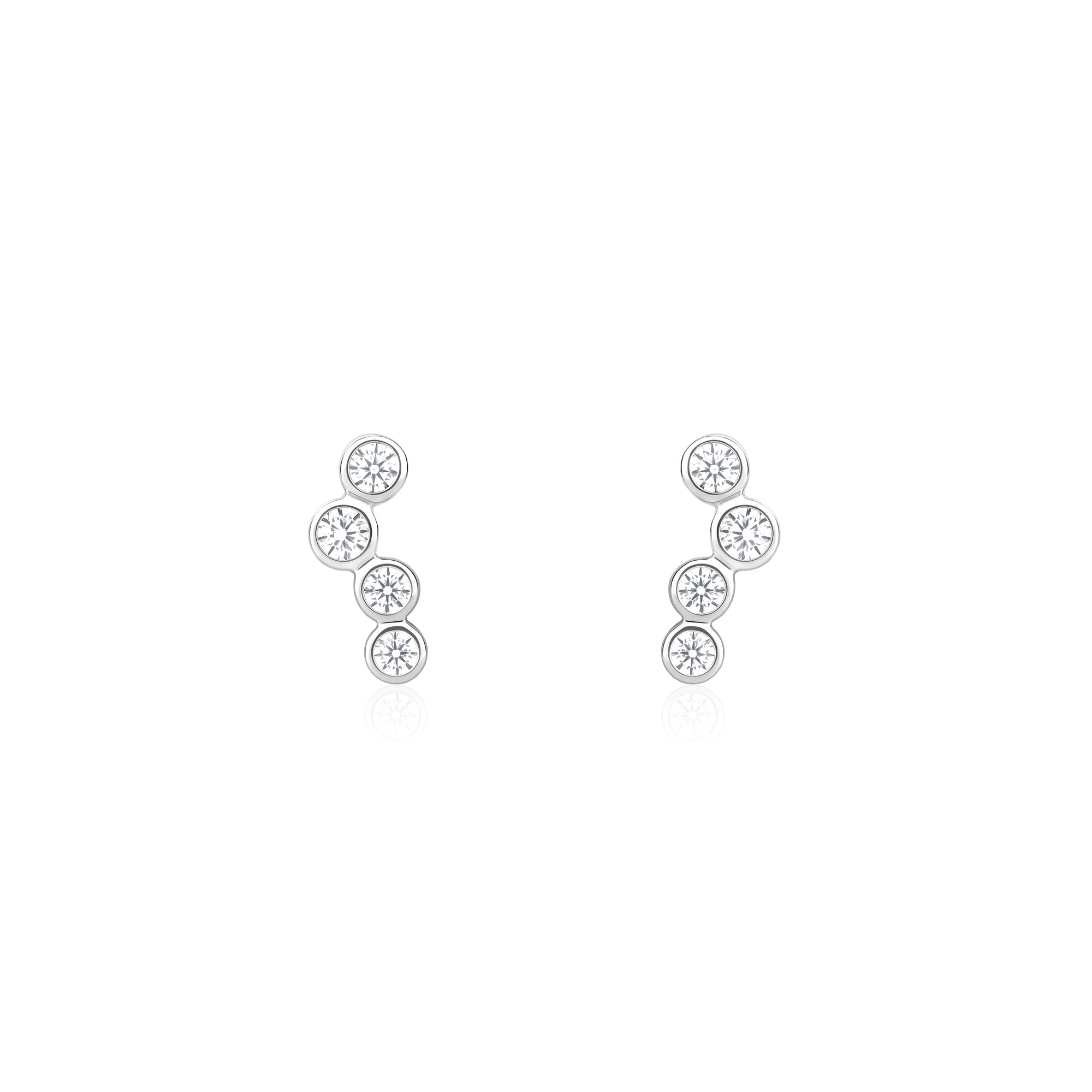 Triple Bezel Set Stud Earrings