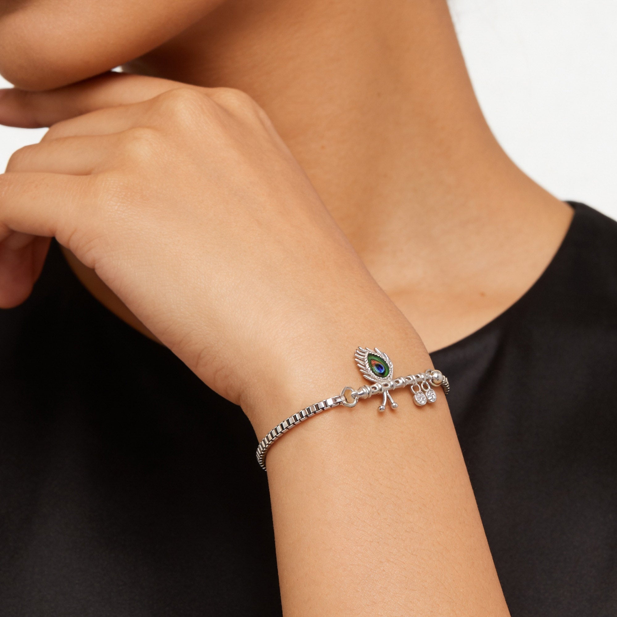 Divine Flute Dangle Silver Bracelet