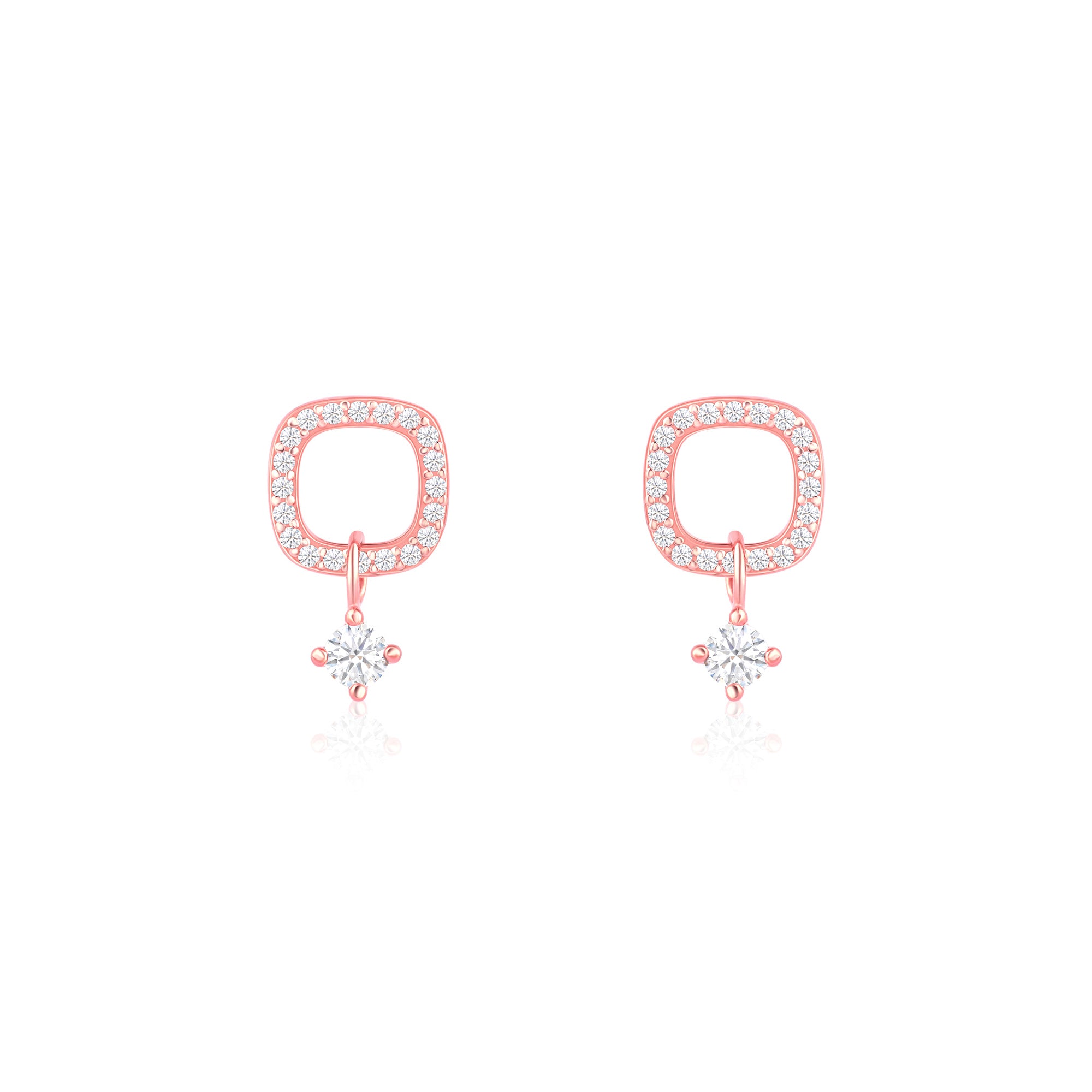 CZ Drop Charm Stud Earrings