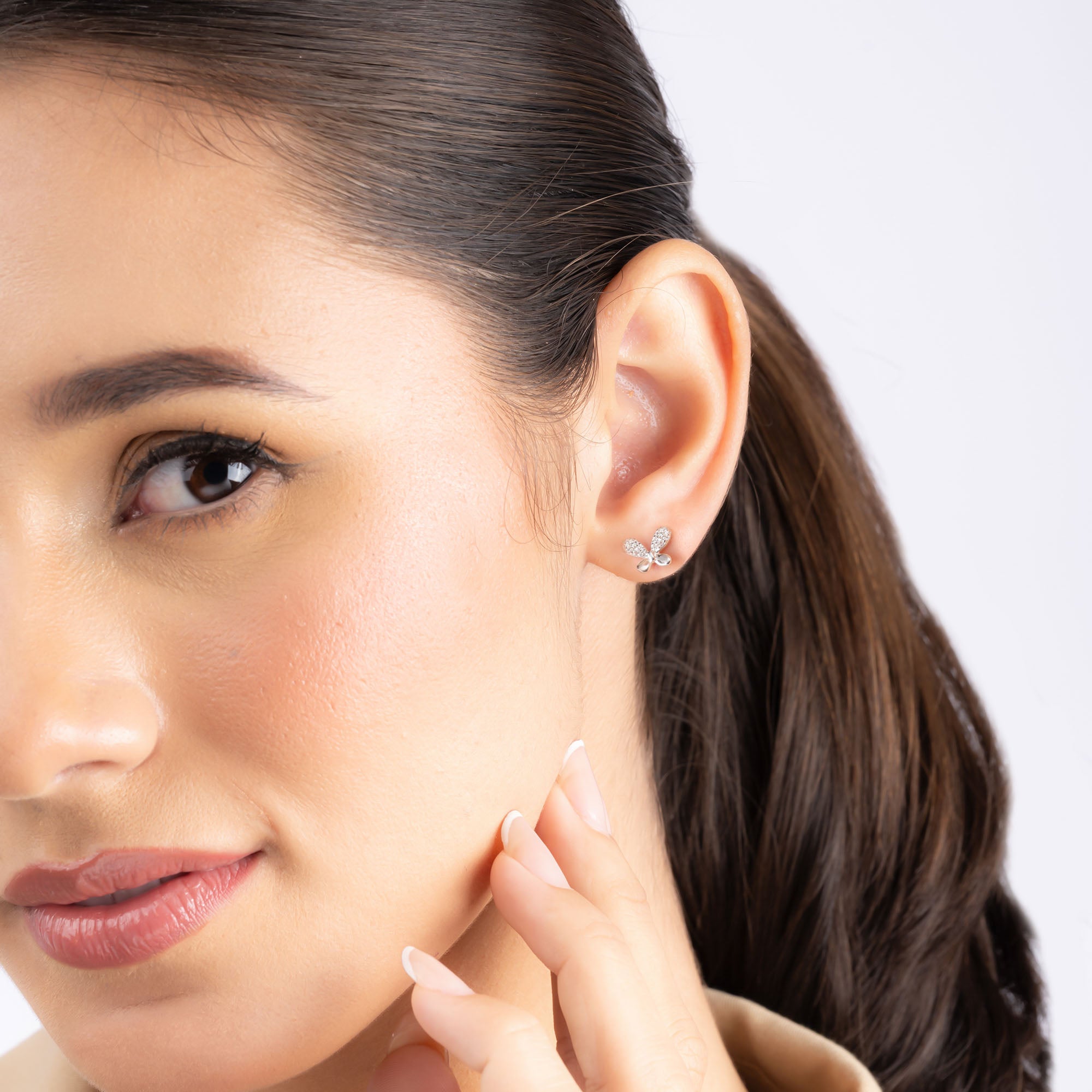 Bow Tie Stud CZ Earrings