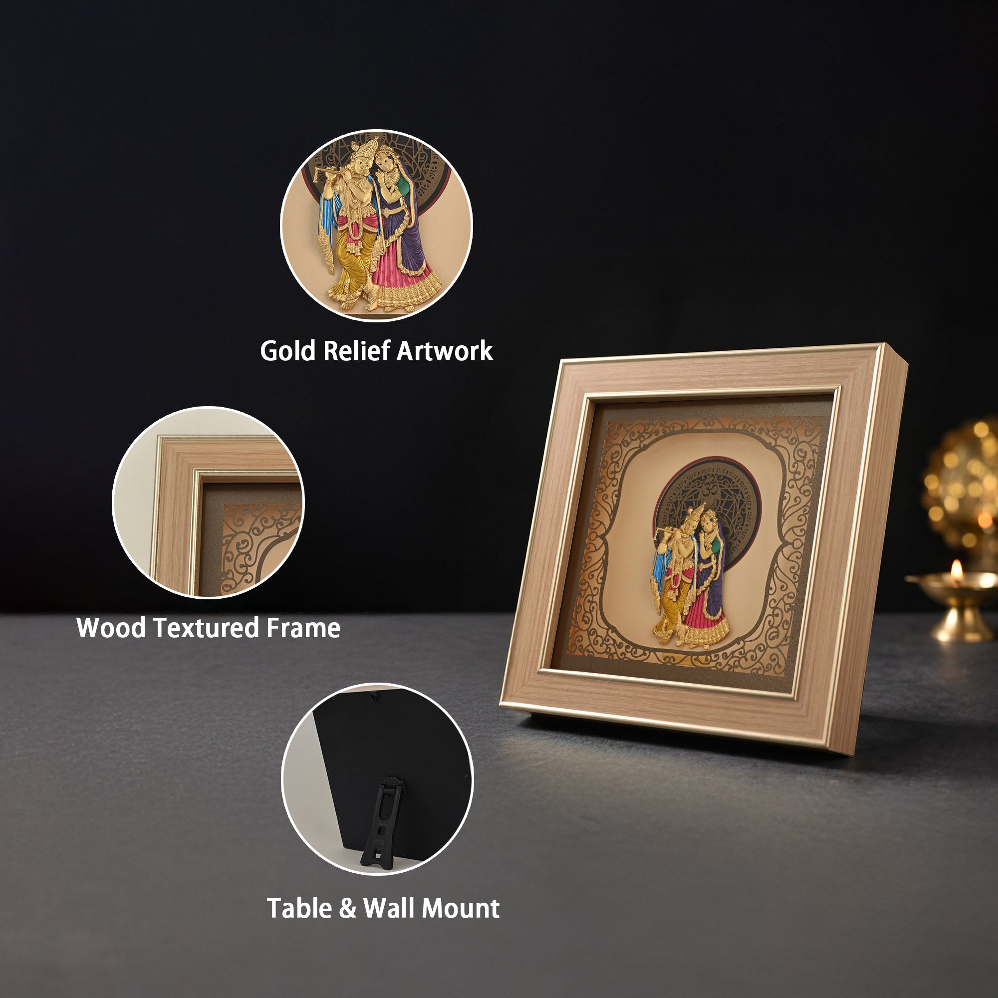 Radha Krishna 24K Gold Foil Frame