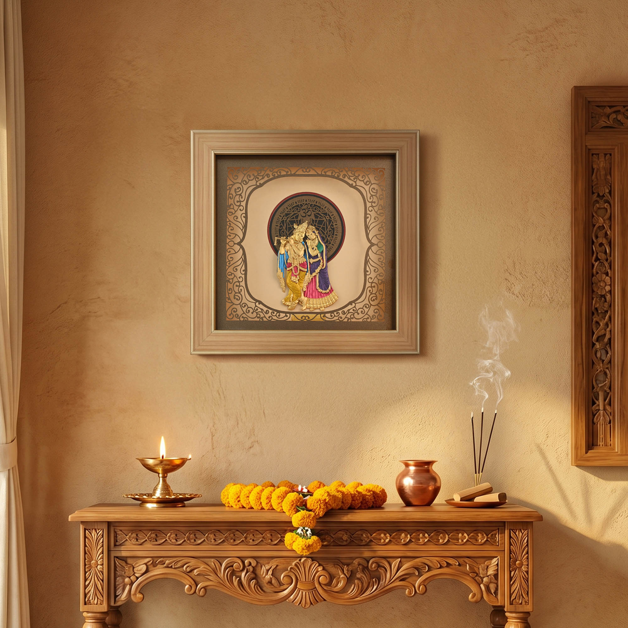 Radha Krishna 24K Gold Foil Frame