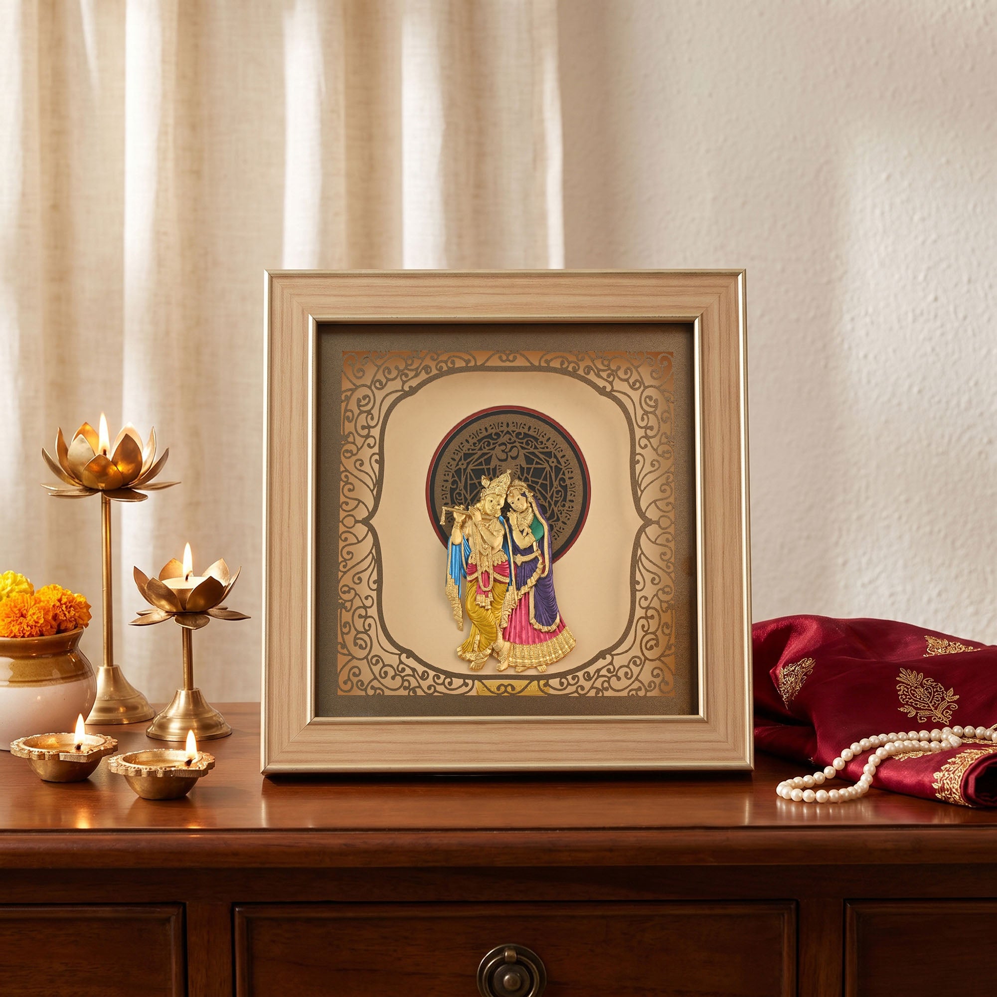 Radha Krishna 24K Gold Foil Frame