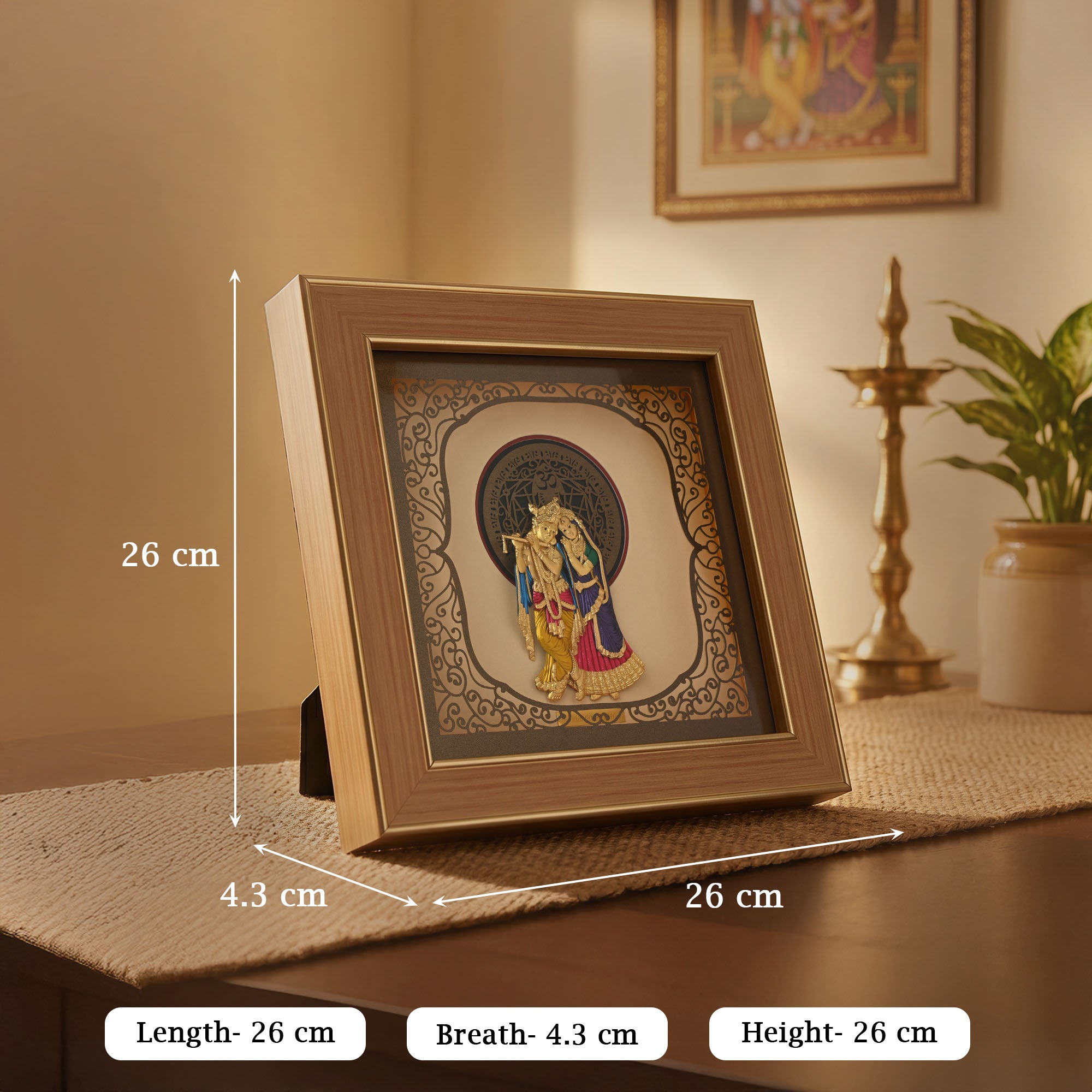 Radha Krishna 24K Gold Foil Frame