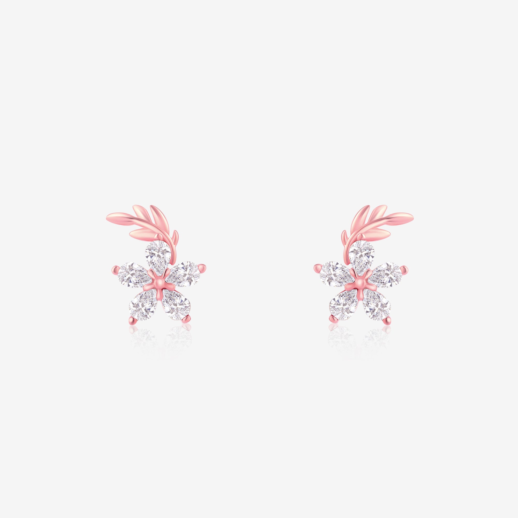 Floral CZ Stud Earrings