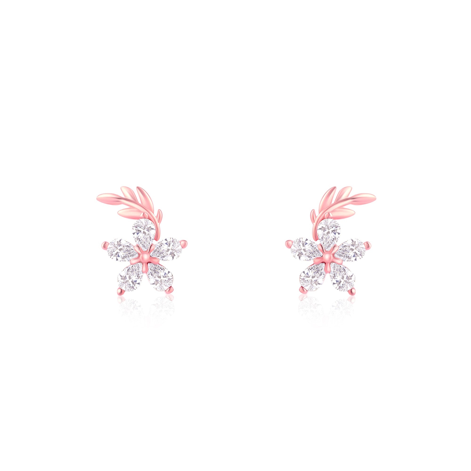 Floral CZ Stud Earrings