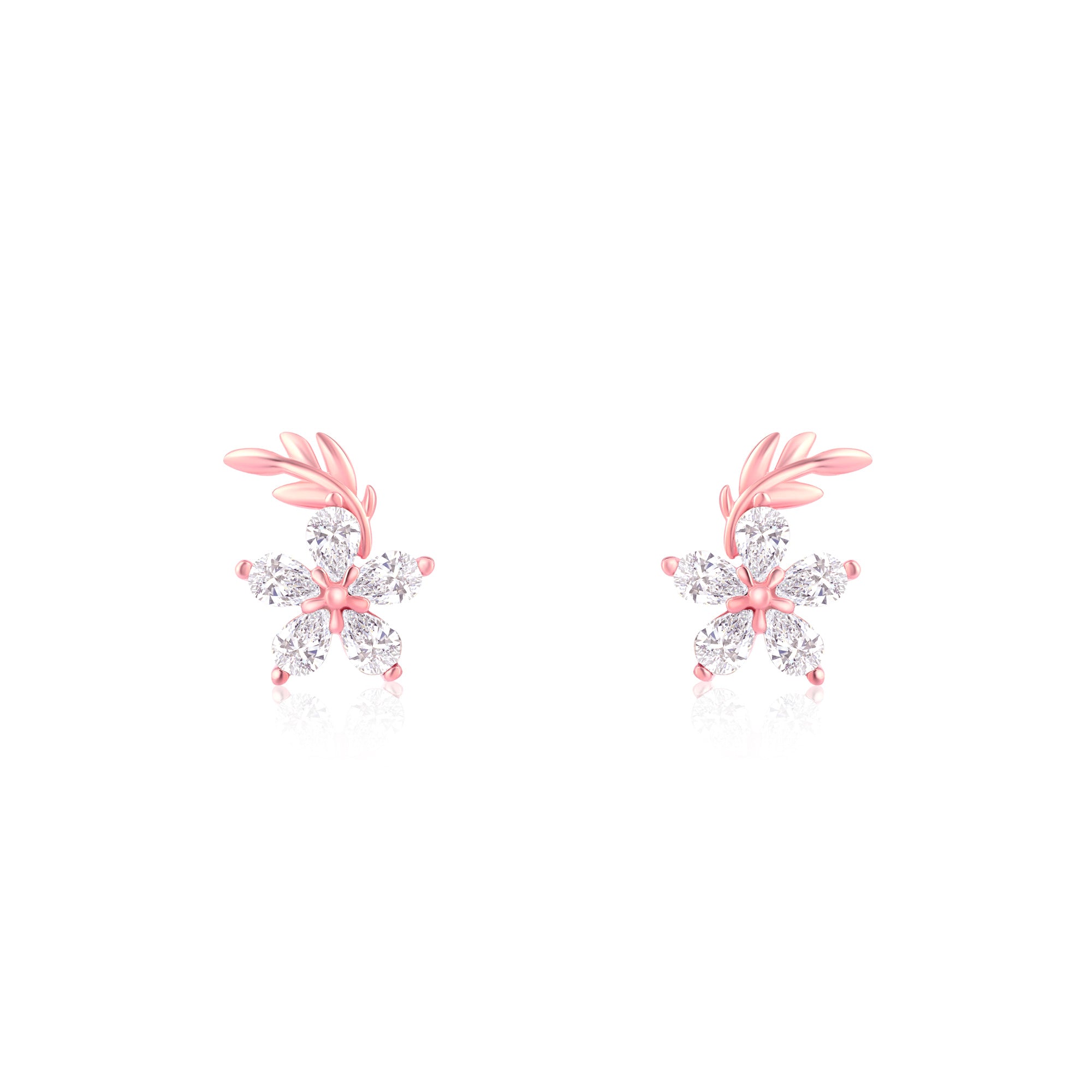 Floral CZ Stud Earrings