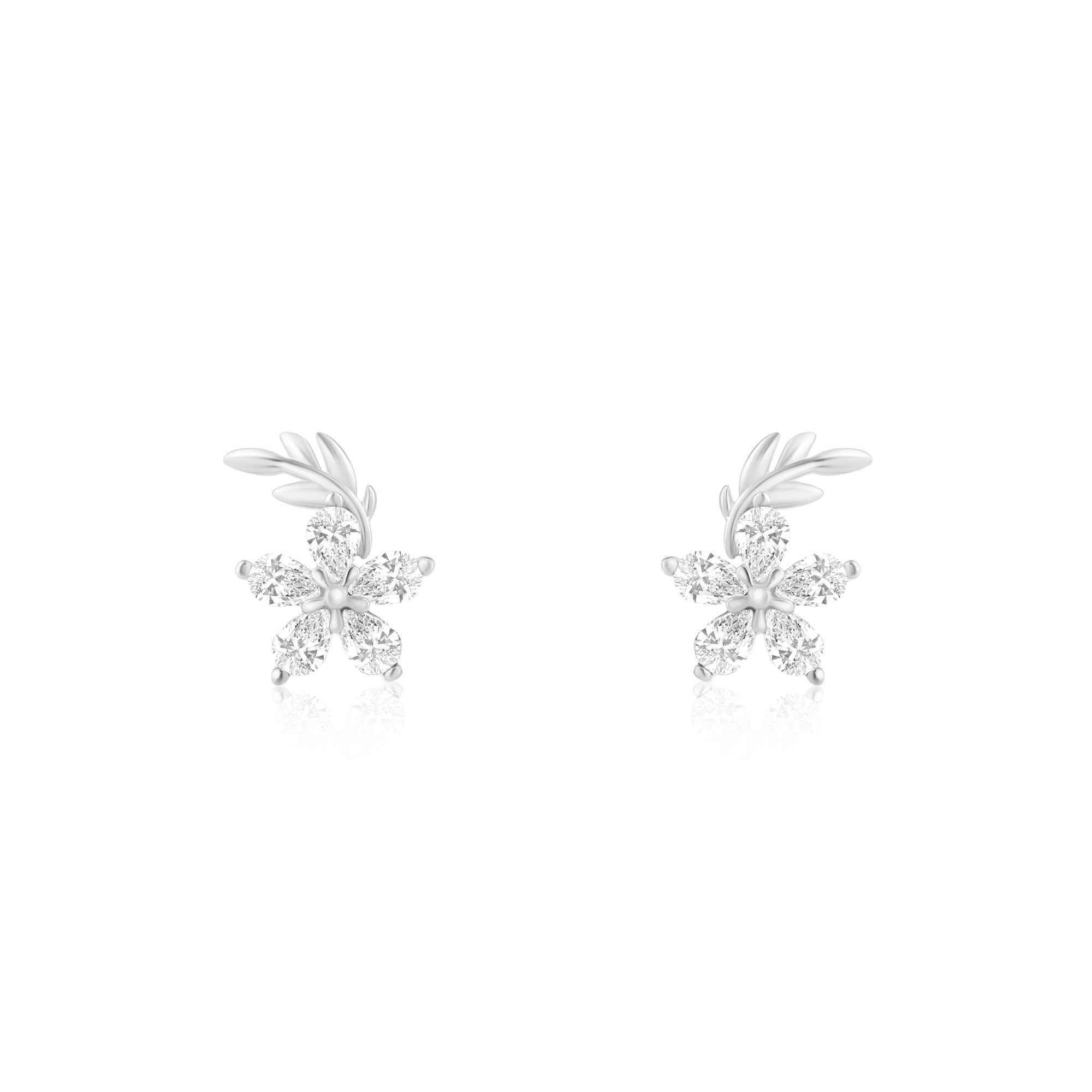 Floral CZ Stud Earrings