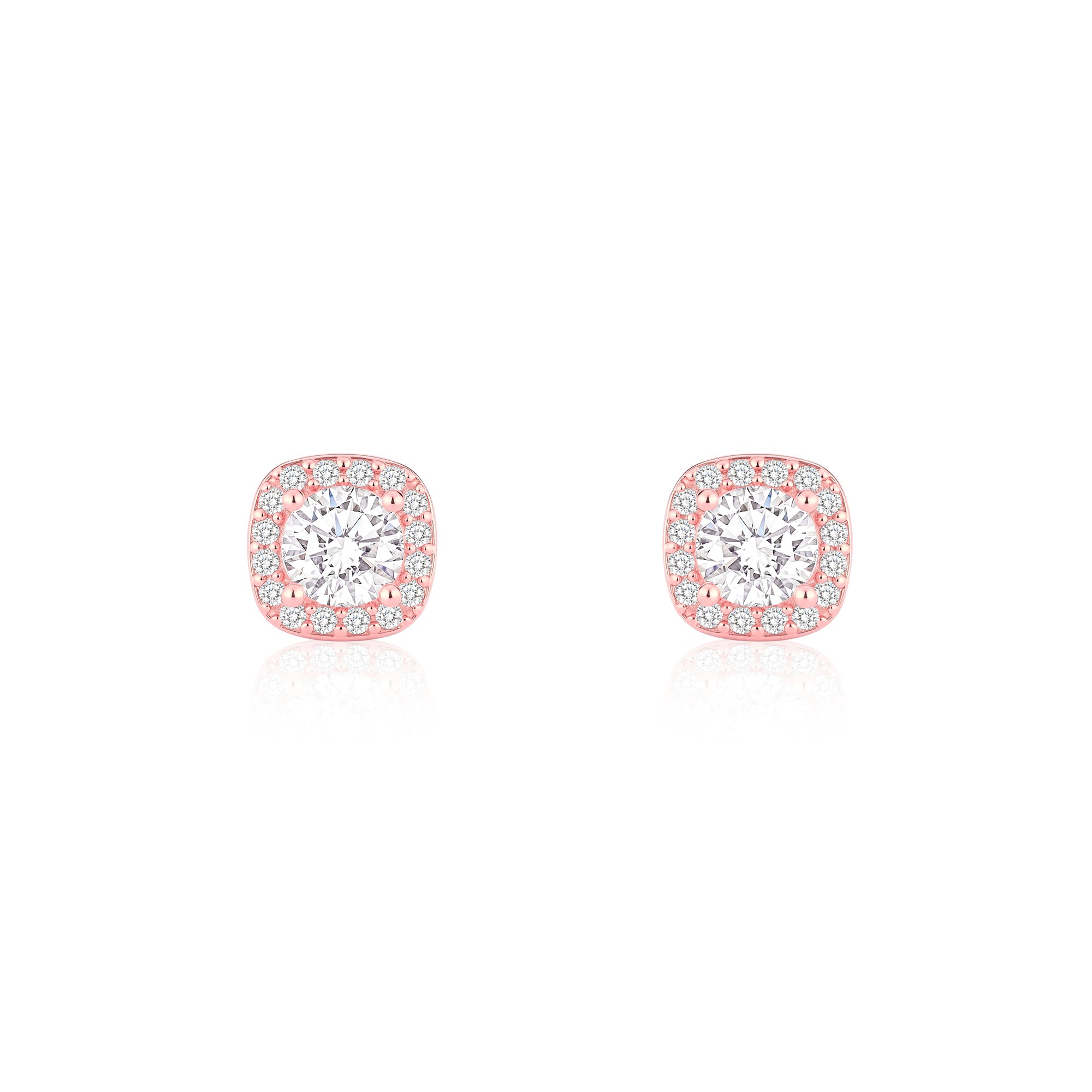 Halo CZ Stud Earrings