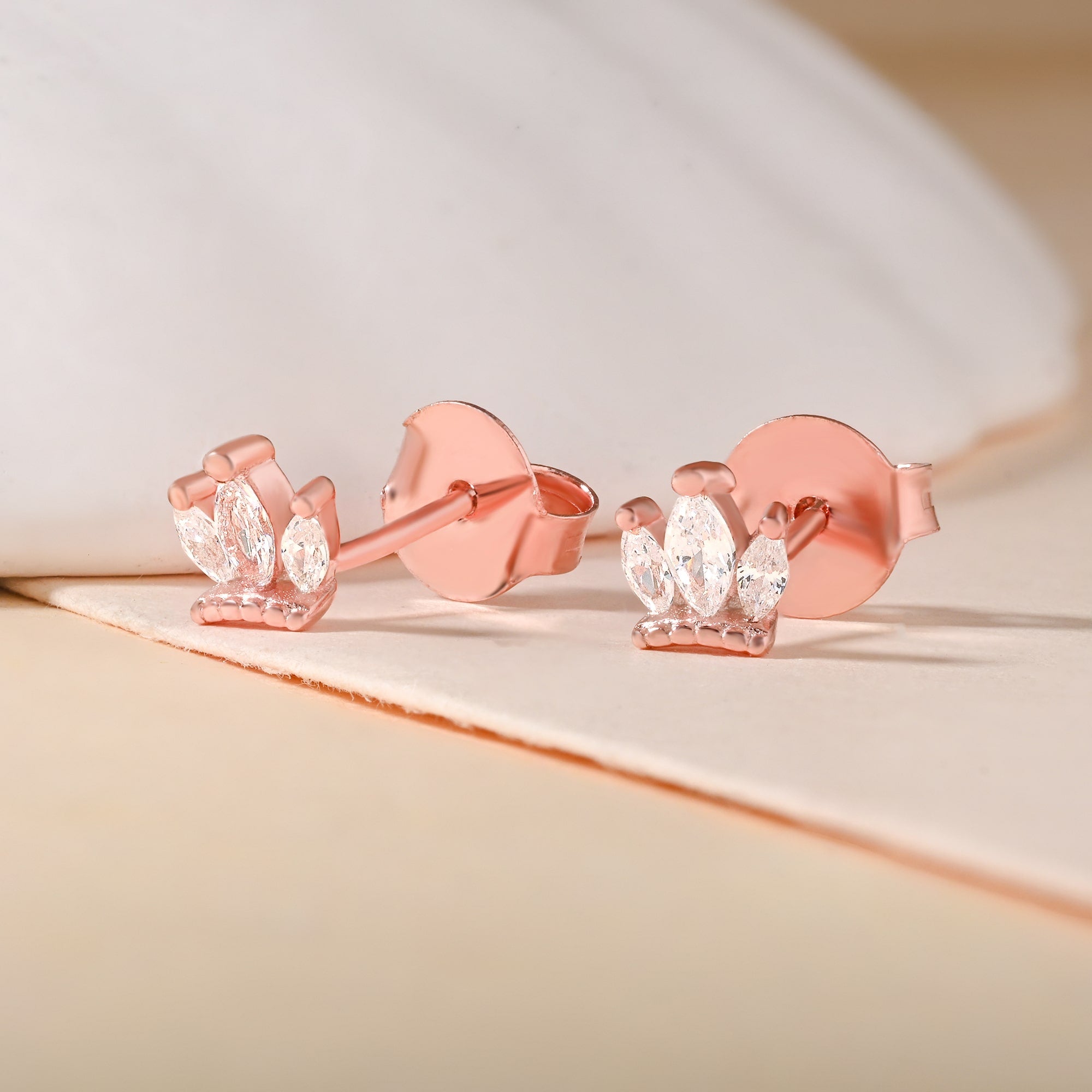 Triple Marquise Crown Stud Earrings