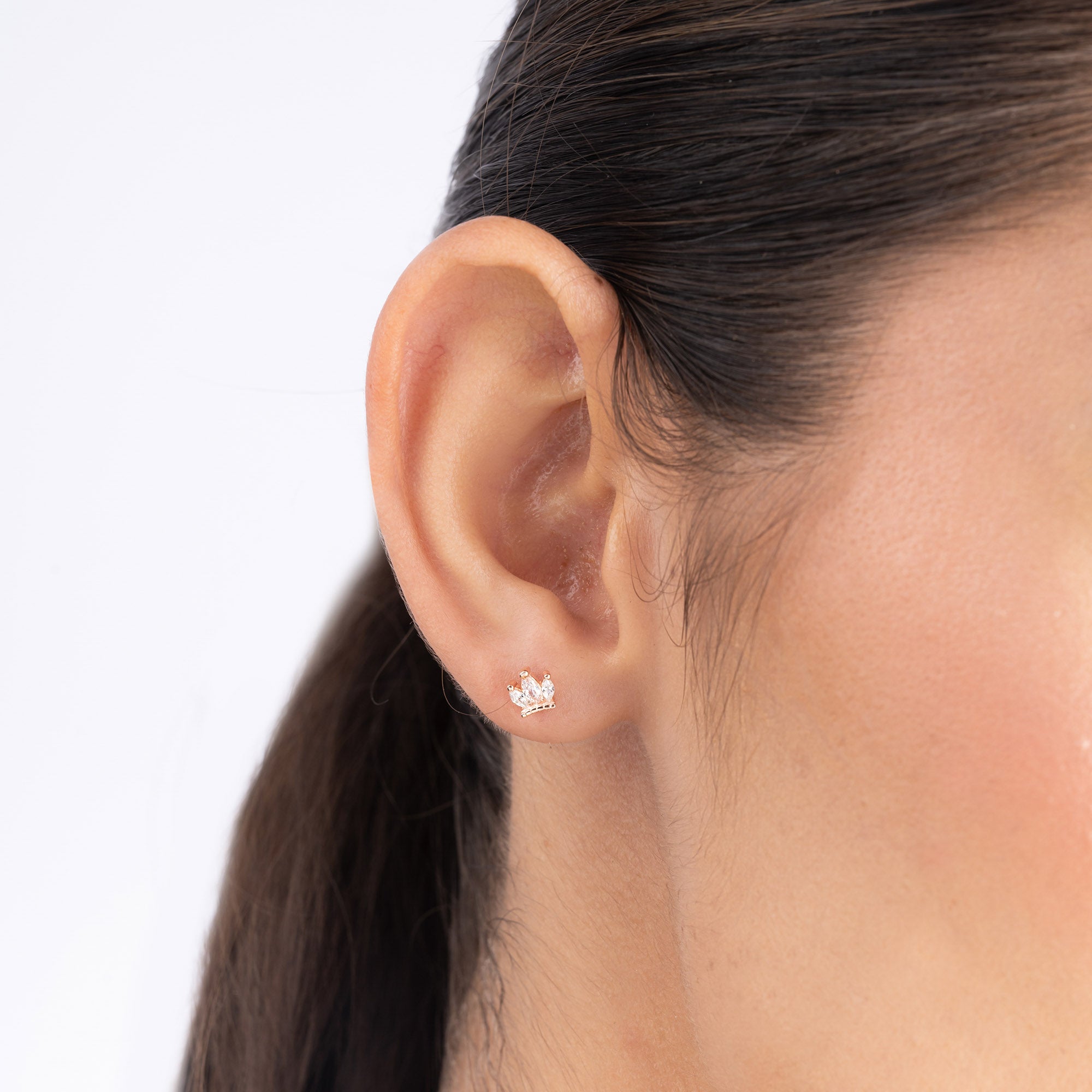 Triple Marquise Crown Stud Earrings