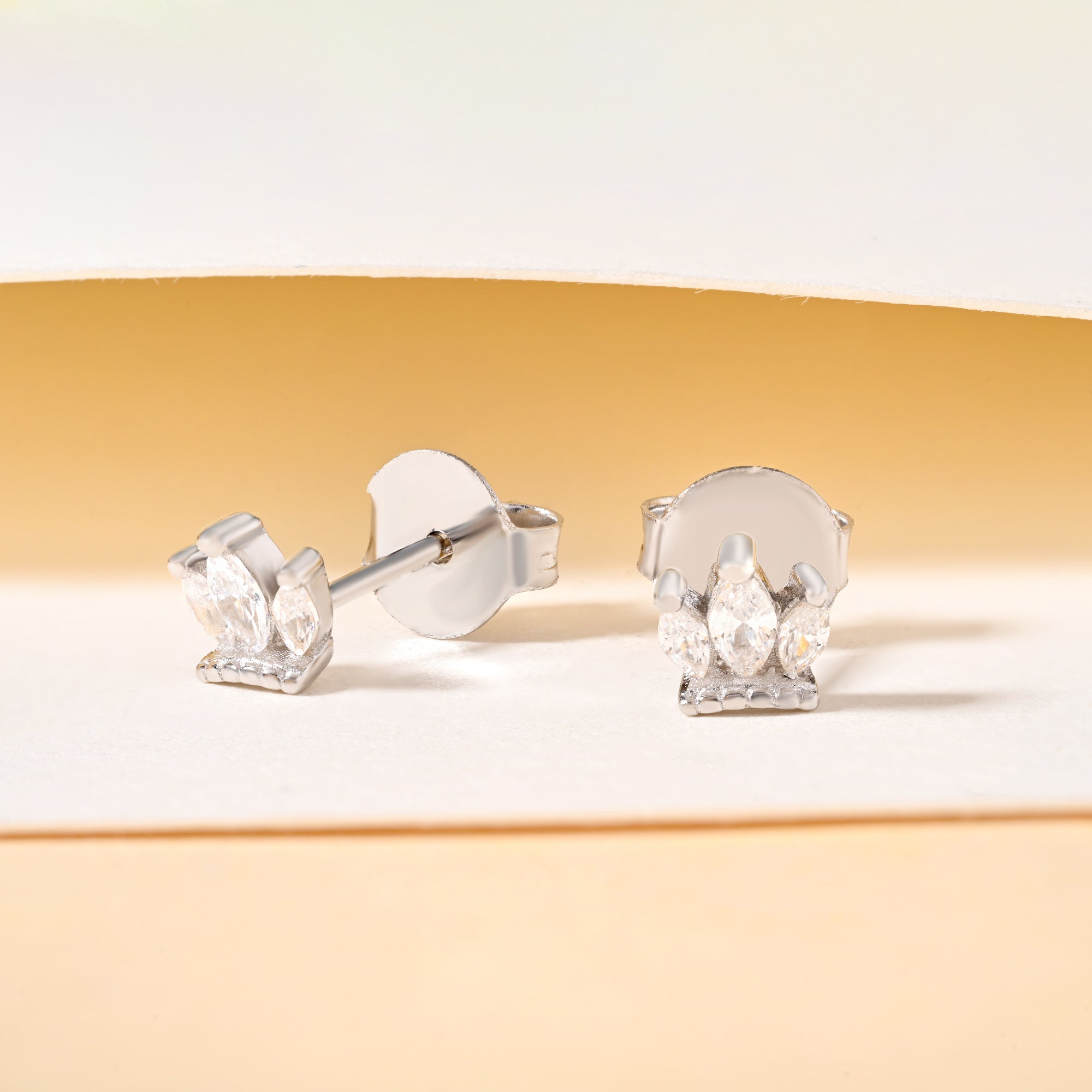 Triple Marquise Crown Stud Earrings