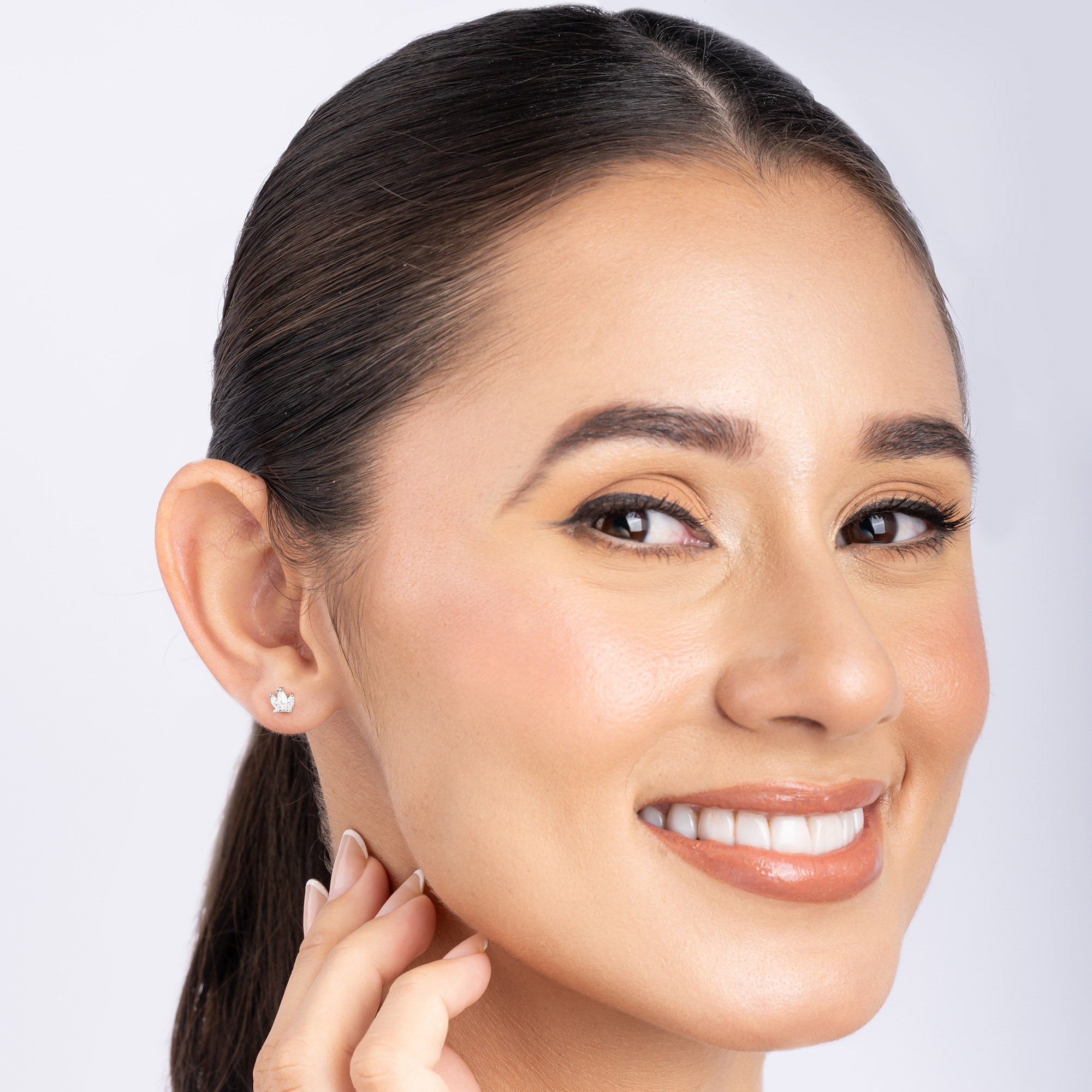 Triple Marquise Crown Stud Earrings