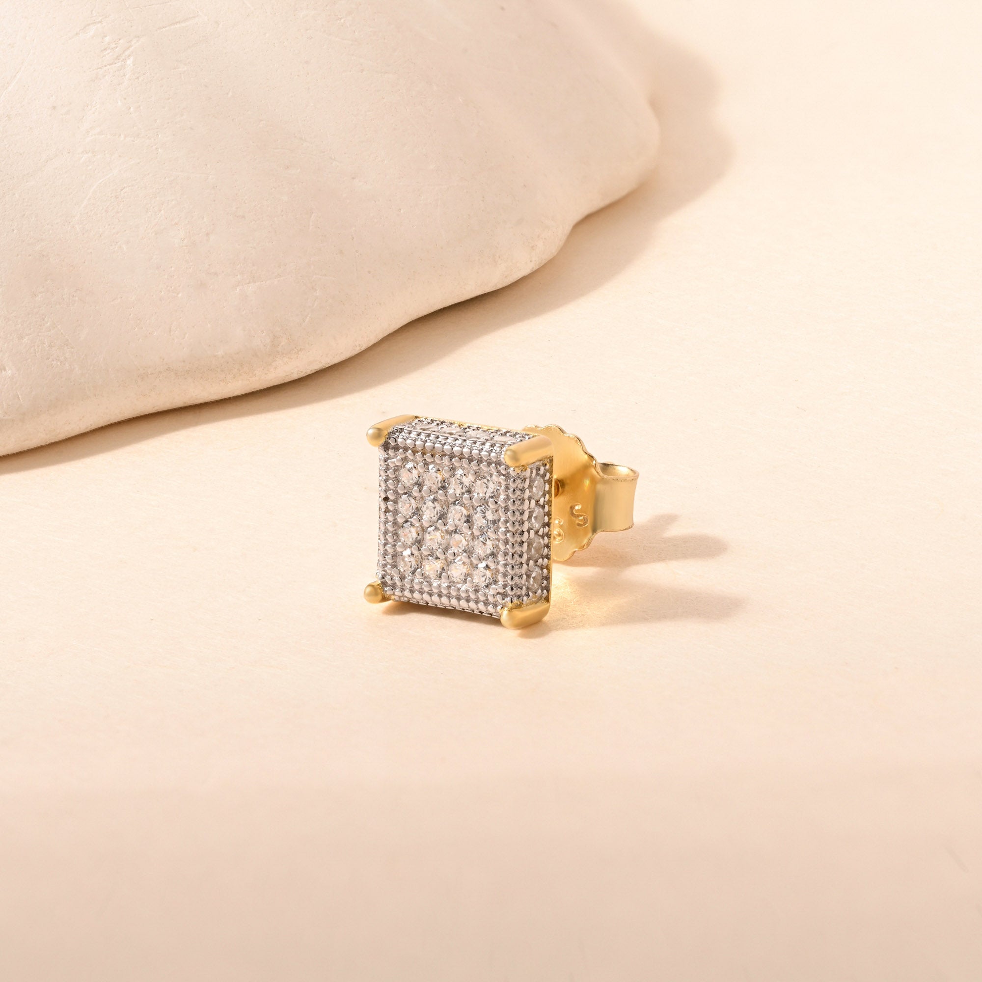 Square CZ Silver Studs