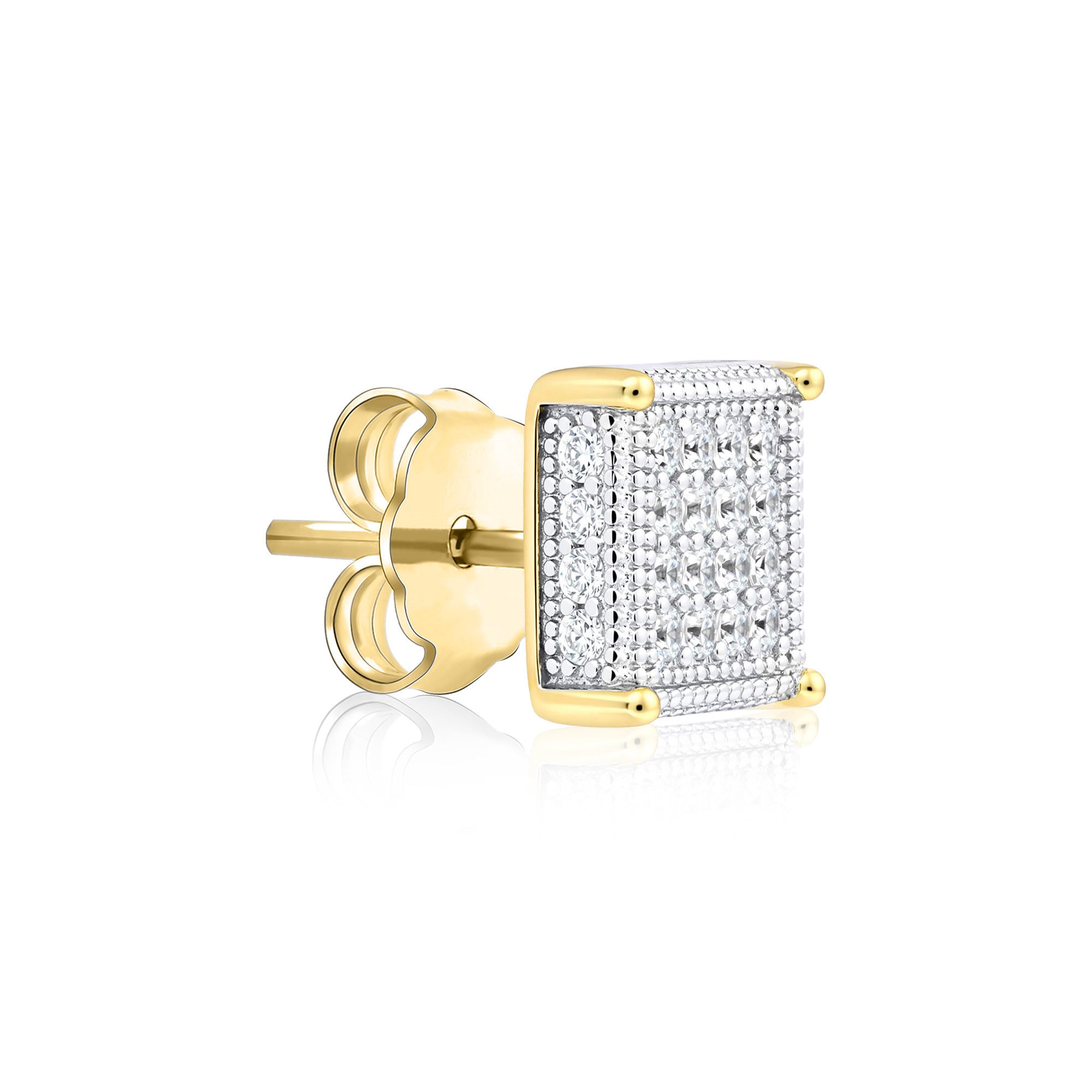 Square CZ Silver Studs