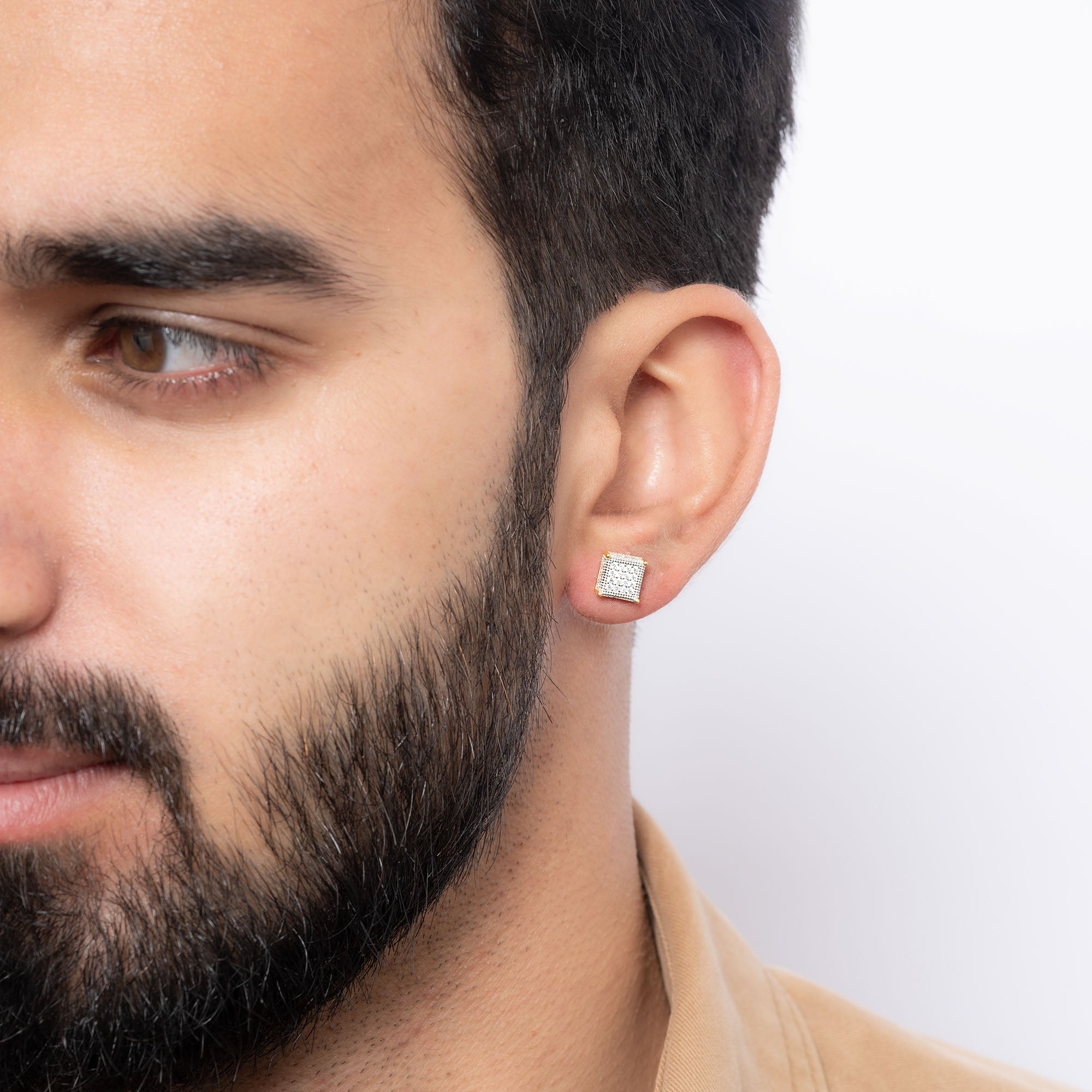 Square CZ Silver Studs