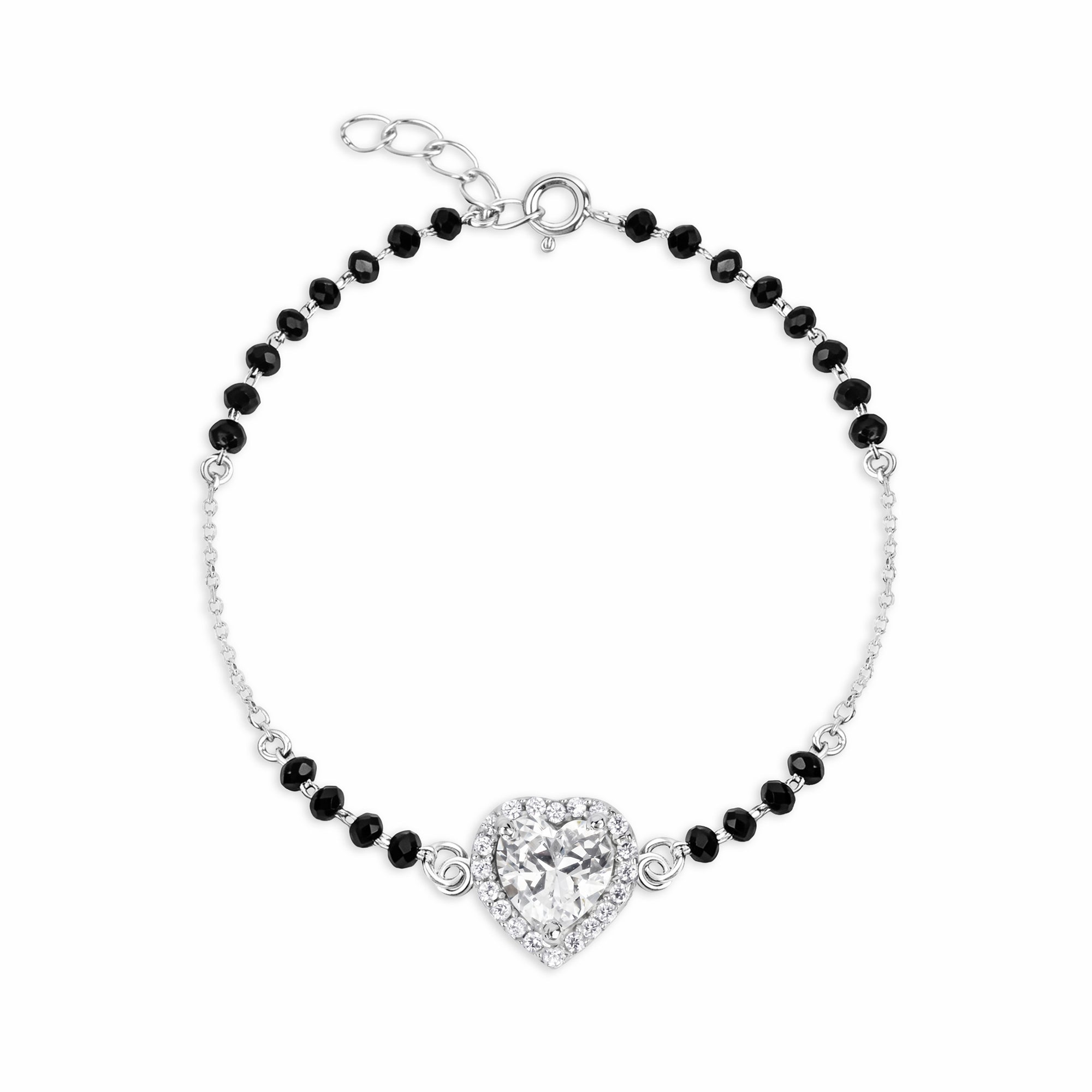 Halo Heart CZ 925 Silver Bracelet