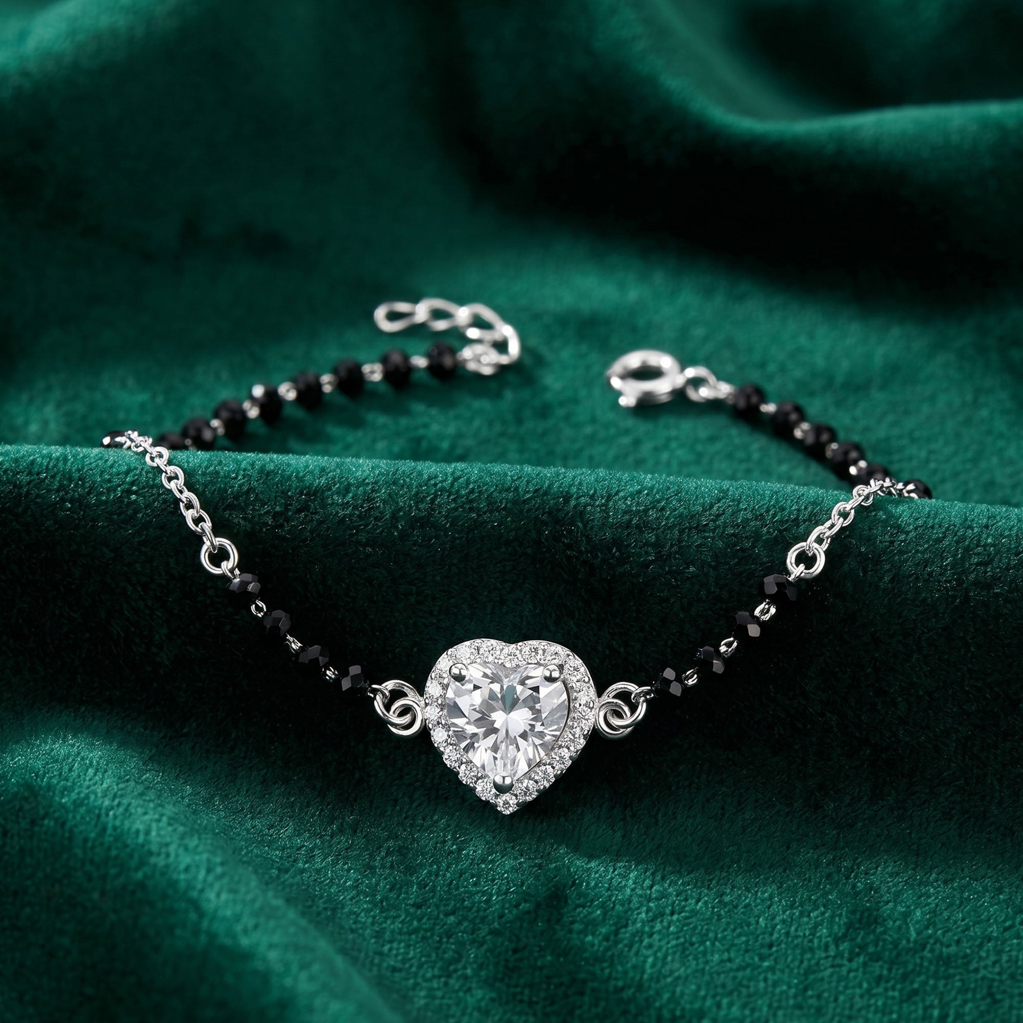 Halo Heart CZ 925 Silver Bracelet
